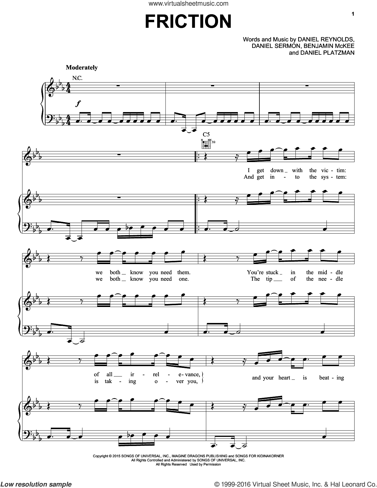 Dragons Friction Sheet Music For Voice Piano Or Guitar Pdf