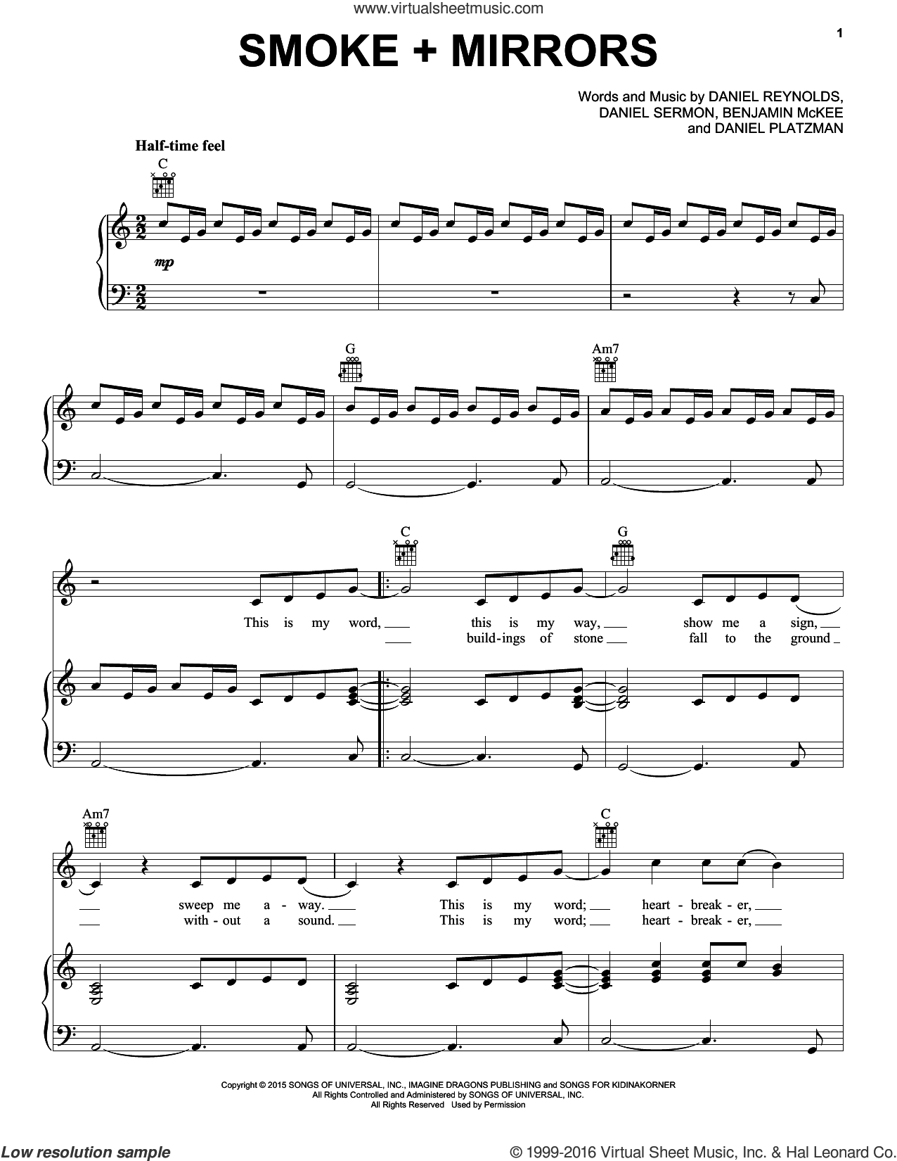 Dragons Smoke Mirrors Sheet Music For Voice Piano Or Guitar