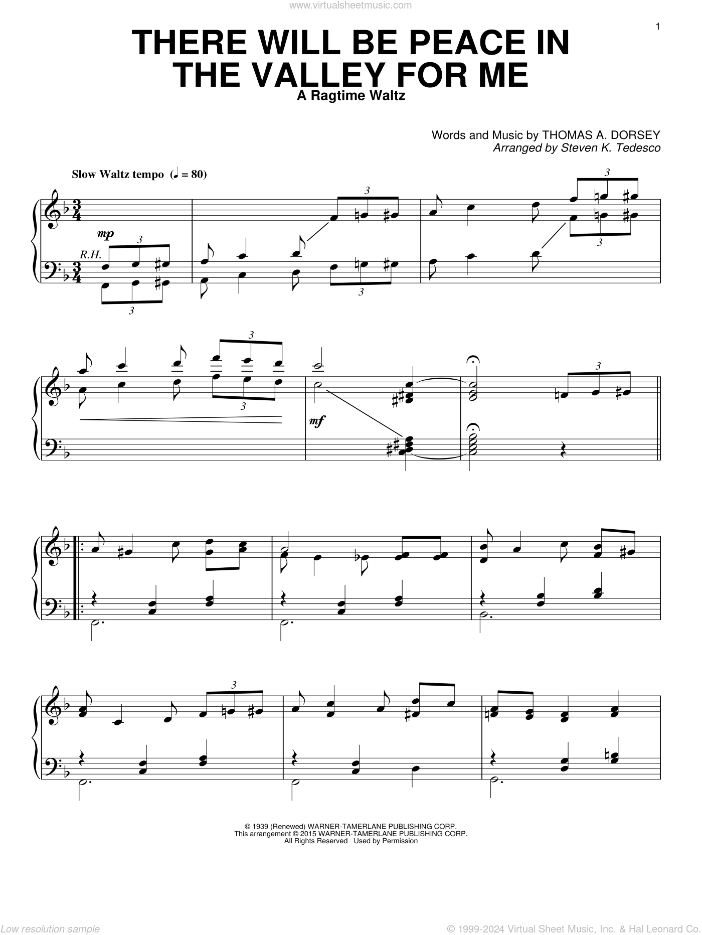 Dorsey There Will Be Peace In The Valley For Me [Ragtime version