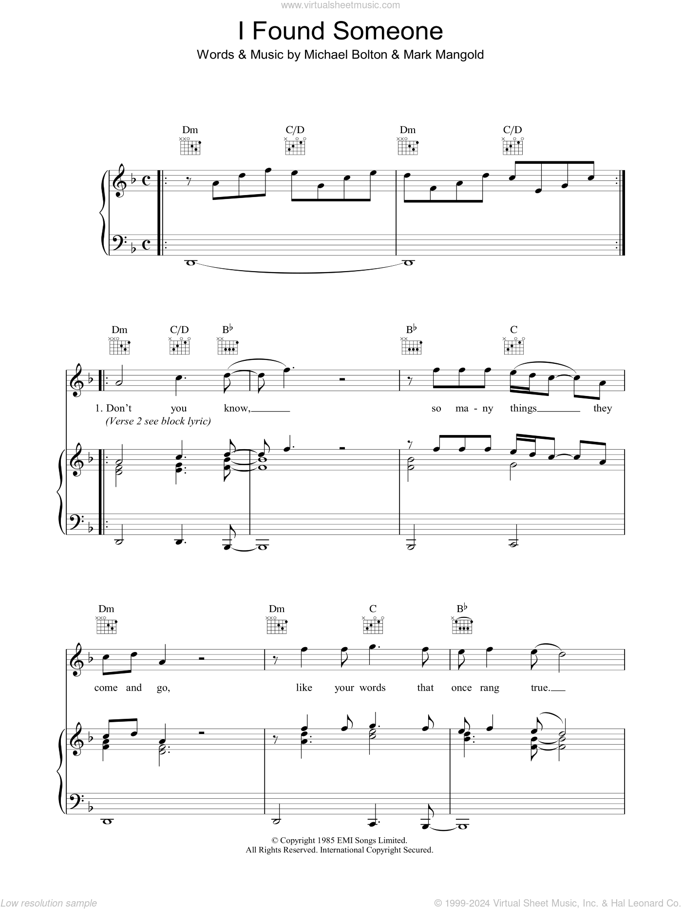 I Found Someone sheet music for voice, piano or guitar (PDF)