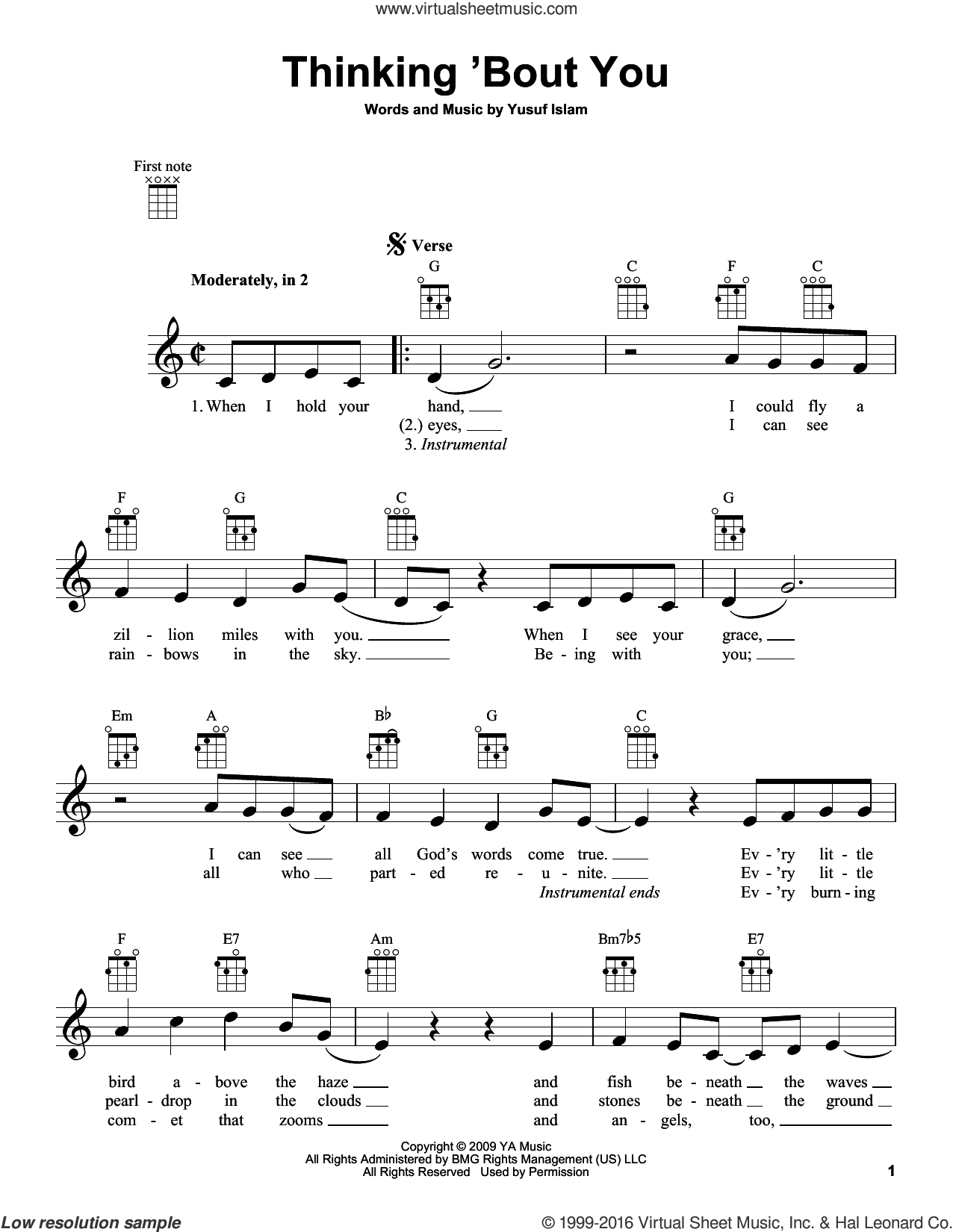 Patience sheet music for ukulele (PDF-interactive)