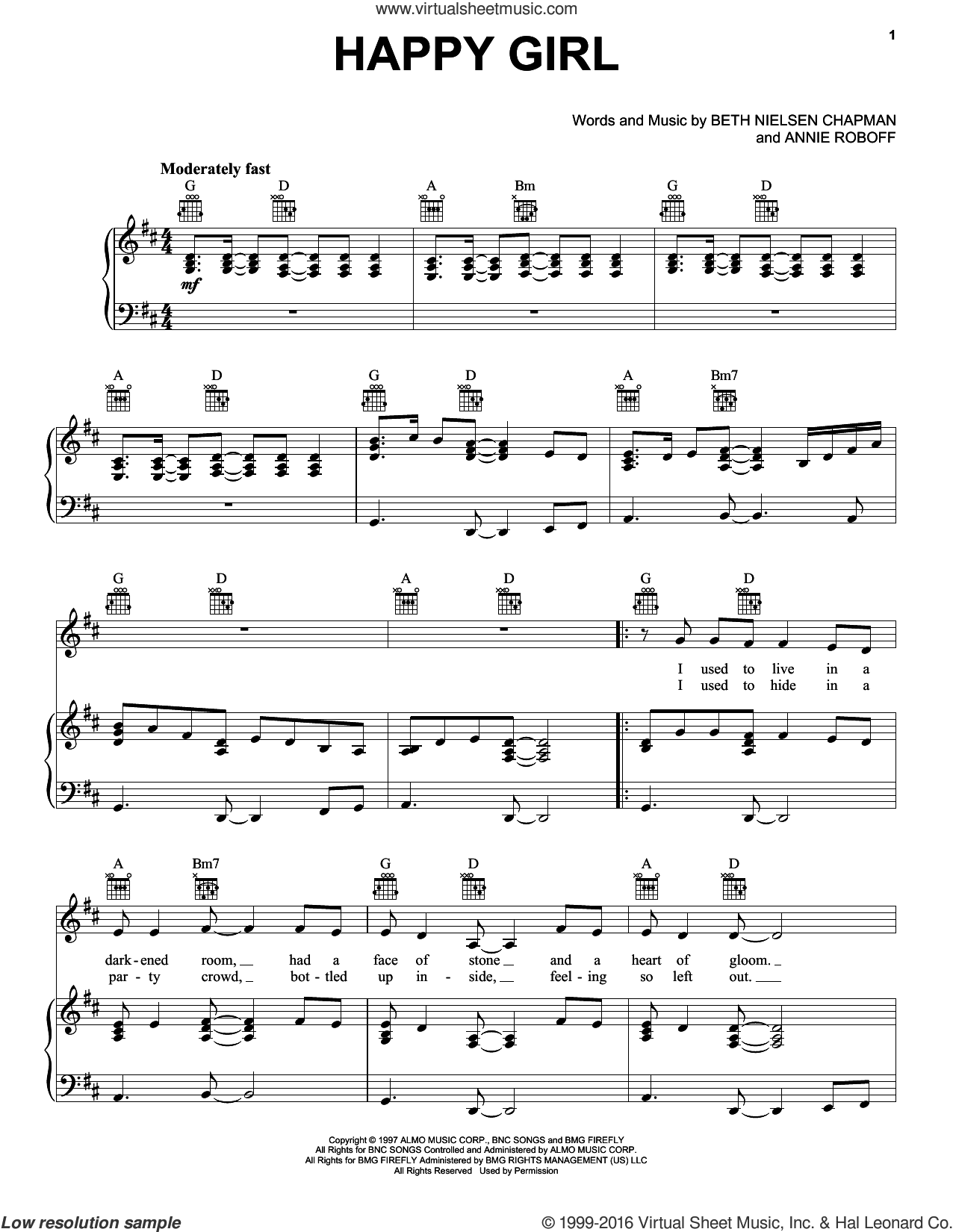 Happy Girl sheet music for voice, piano or guitar (PDF)