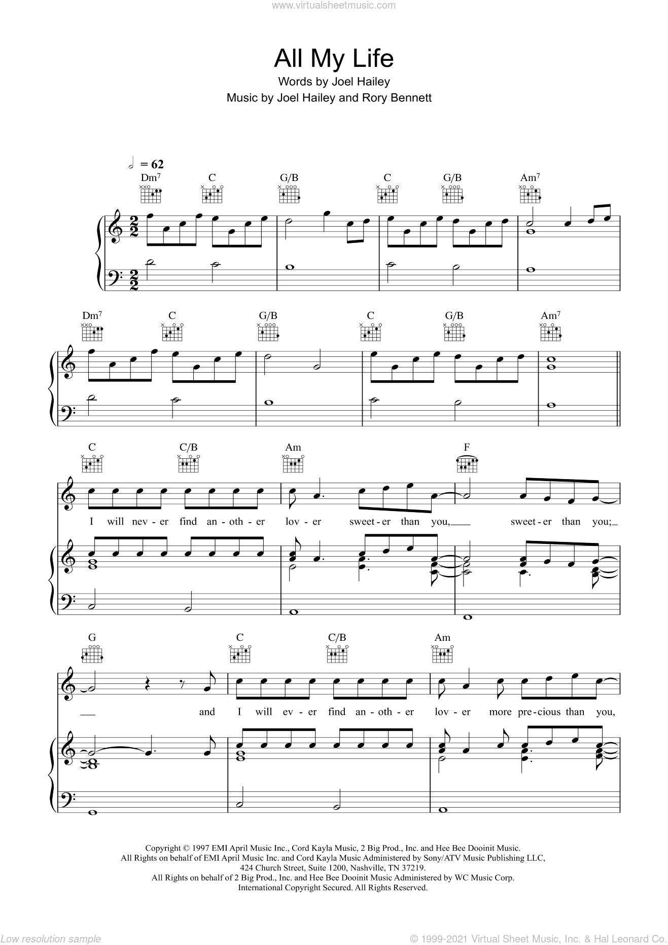 Ward All My Life Sheet Music For Voice Piano Or Guitar Pdf