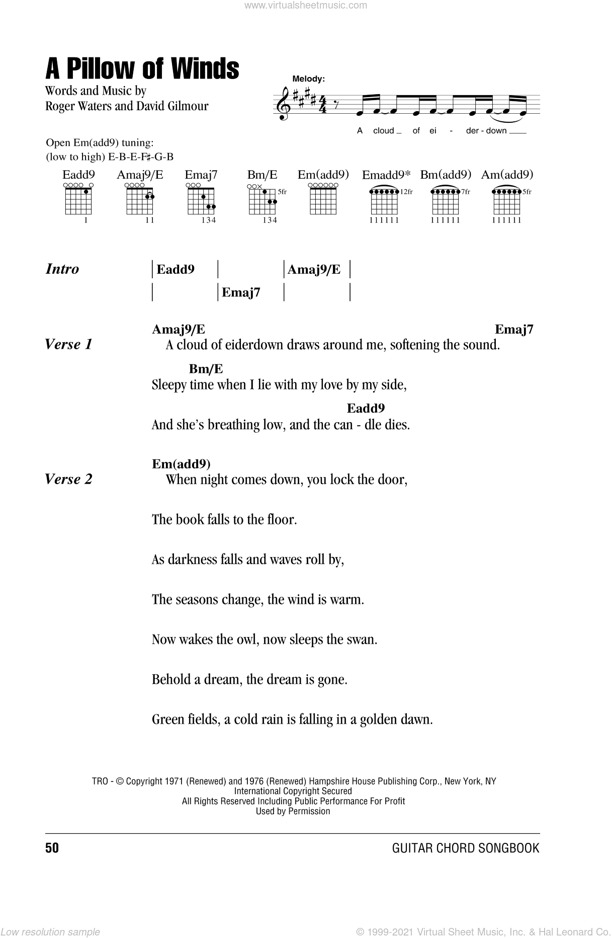 Floyd A Pillow Of Winds Sheet Music For Guitar Chords V2