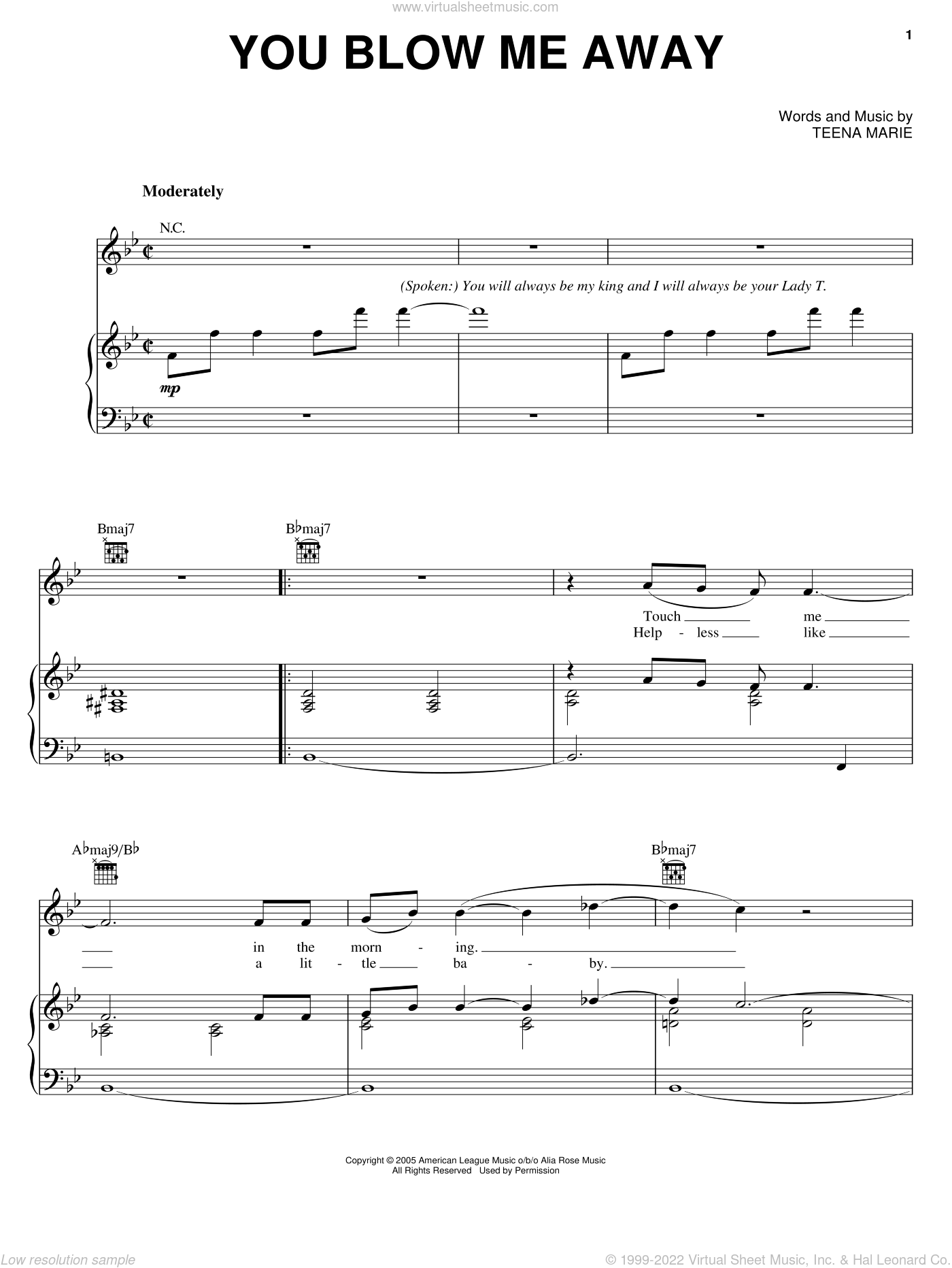 You Blow Me Away sheet music for voice, piano or guitar (PDF)