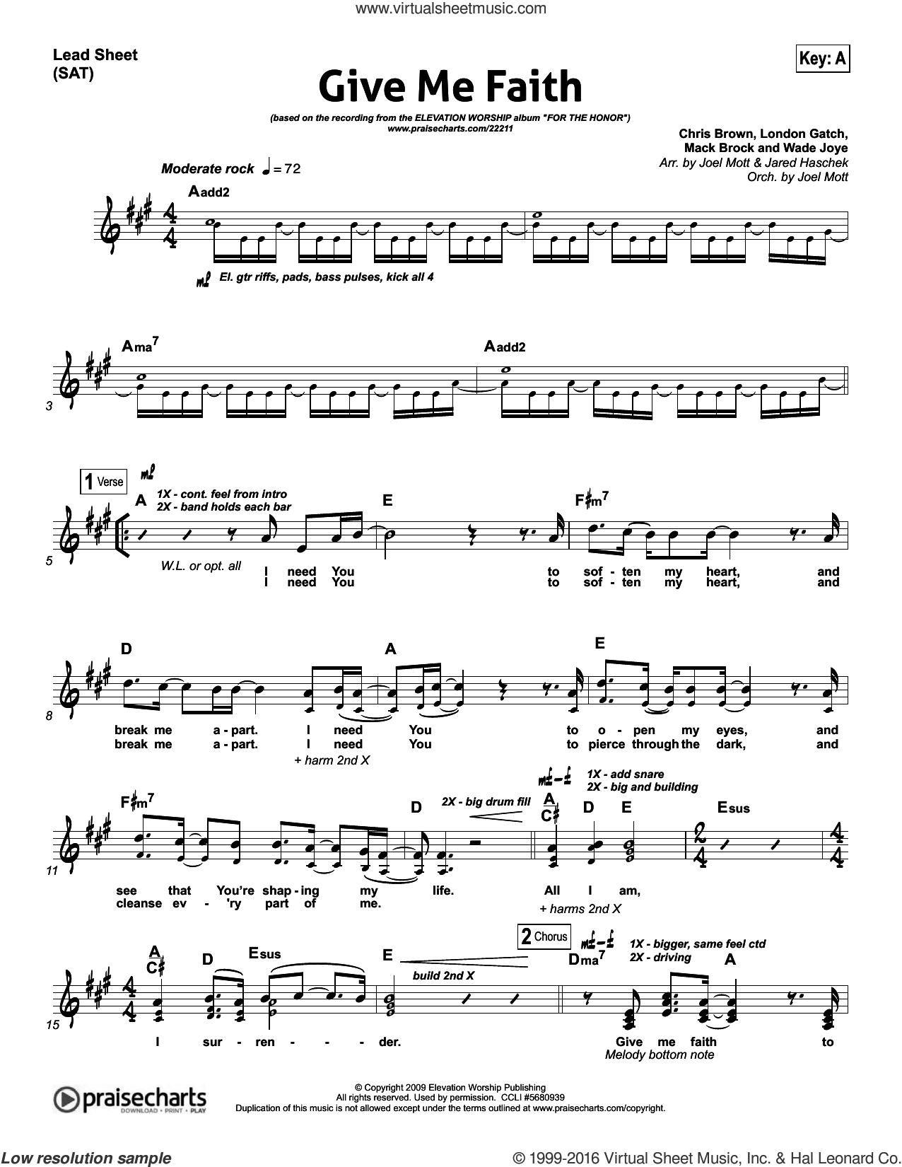 Elevation Worship: Give Me Faith sheet music (fake book) (PDF)