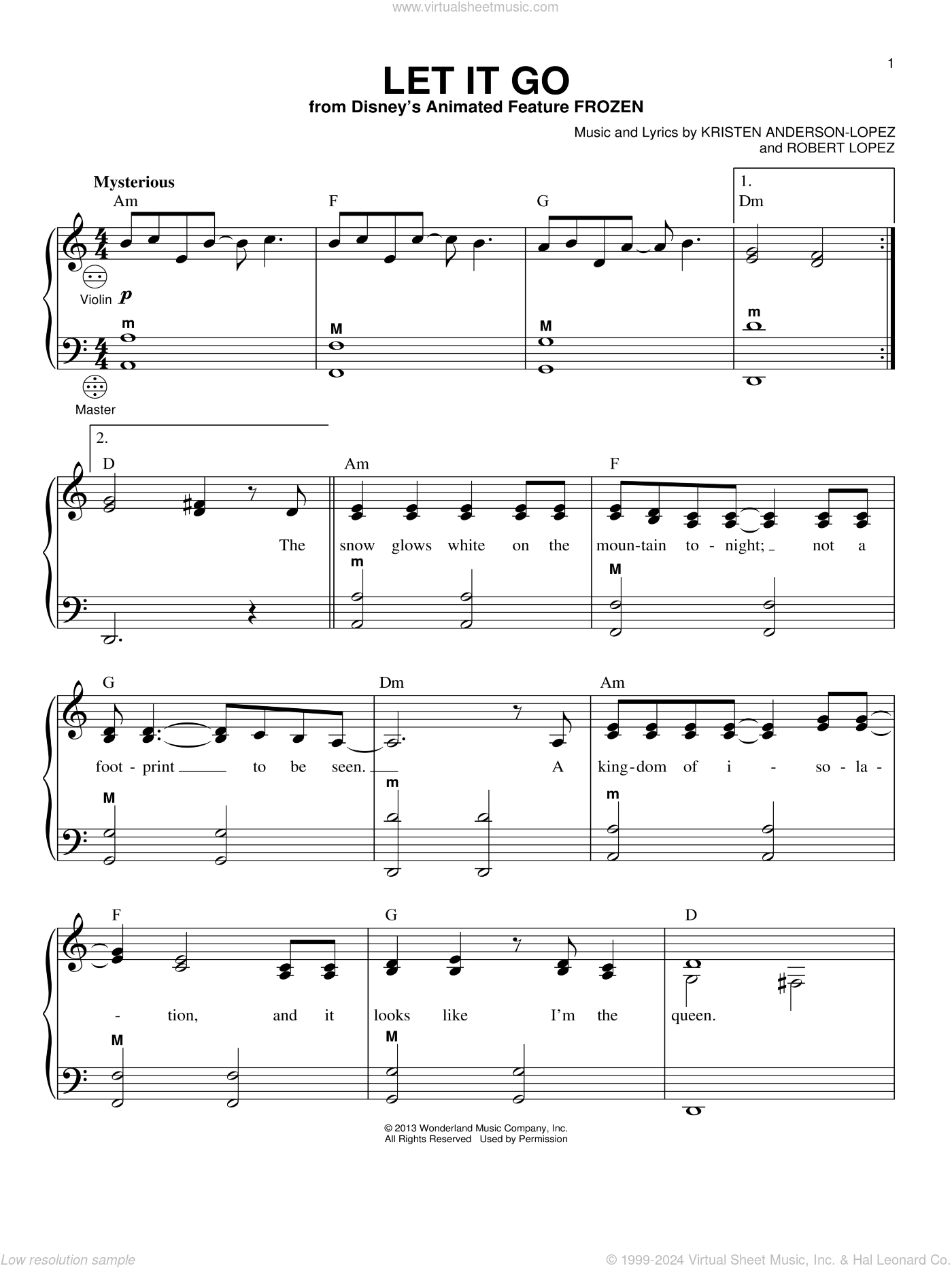 Let It Go (from Frozen) sheet music for accordion (PDF)