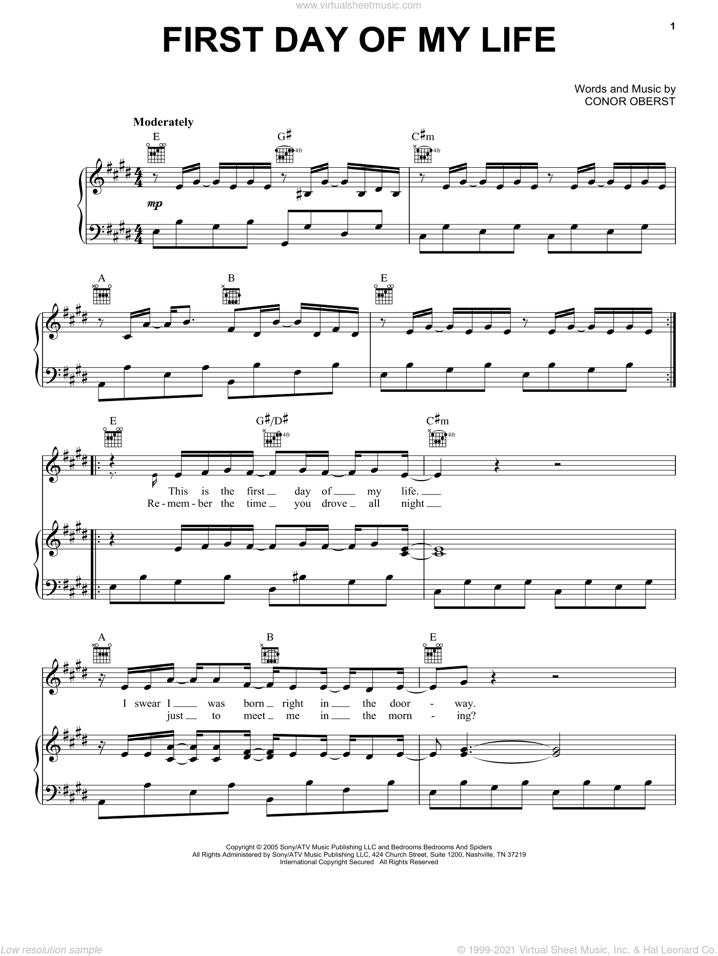 Eyes First Day Of My Life Sheet Music For Voice Piano Or Guitar