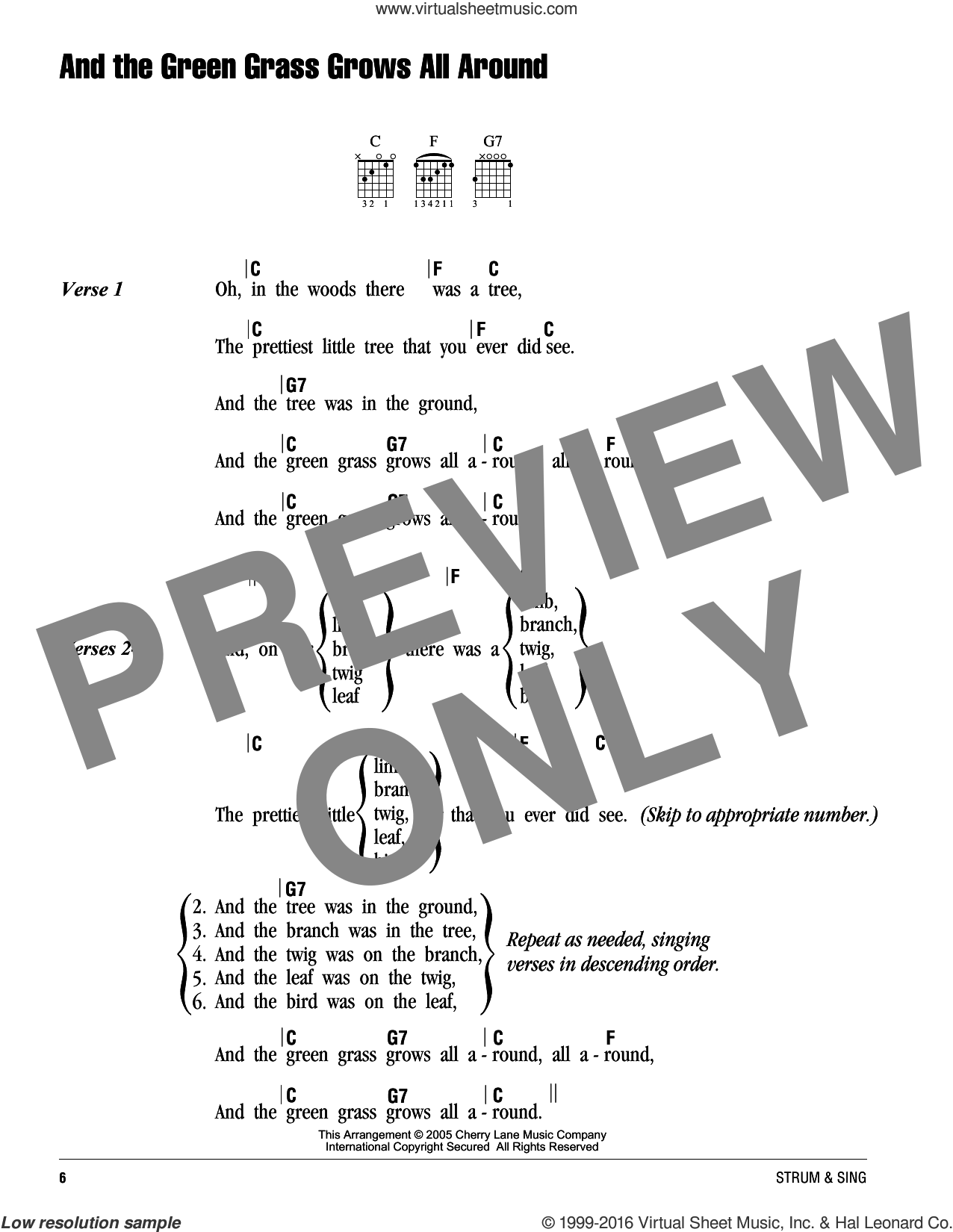 And The Green Grass Grows All Around sheet music for guitar (chords)