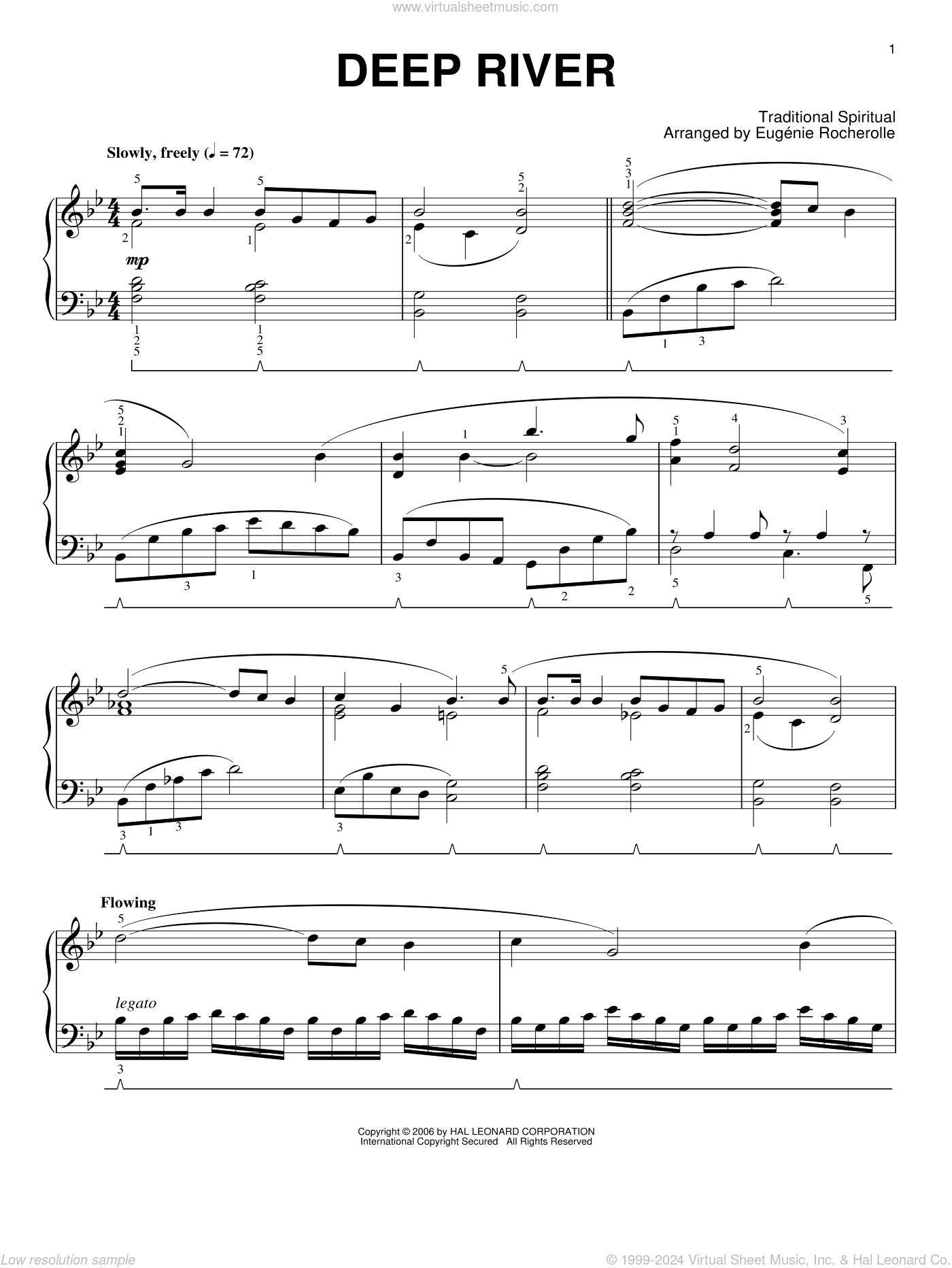 Deep River (arr. Brad Nix) sheet music (intermediate) for piano solo