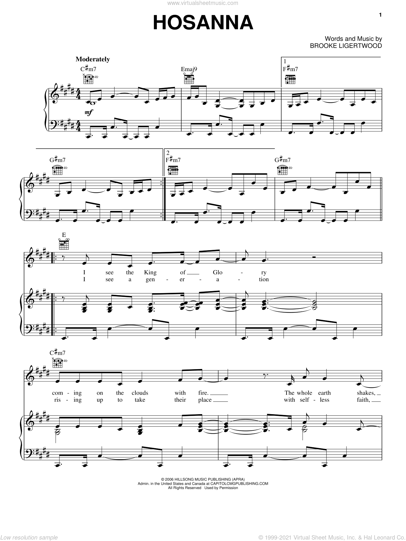 Ligertwood Hosanna Sheet Music For Voice Piano Or Guitar Pdf