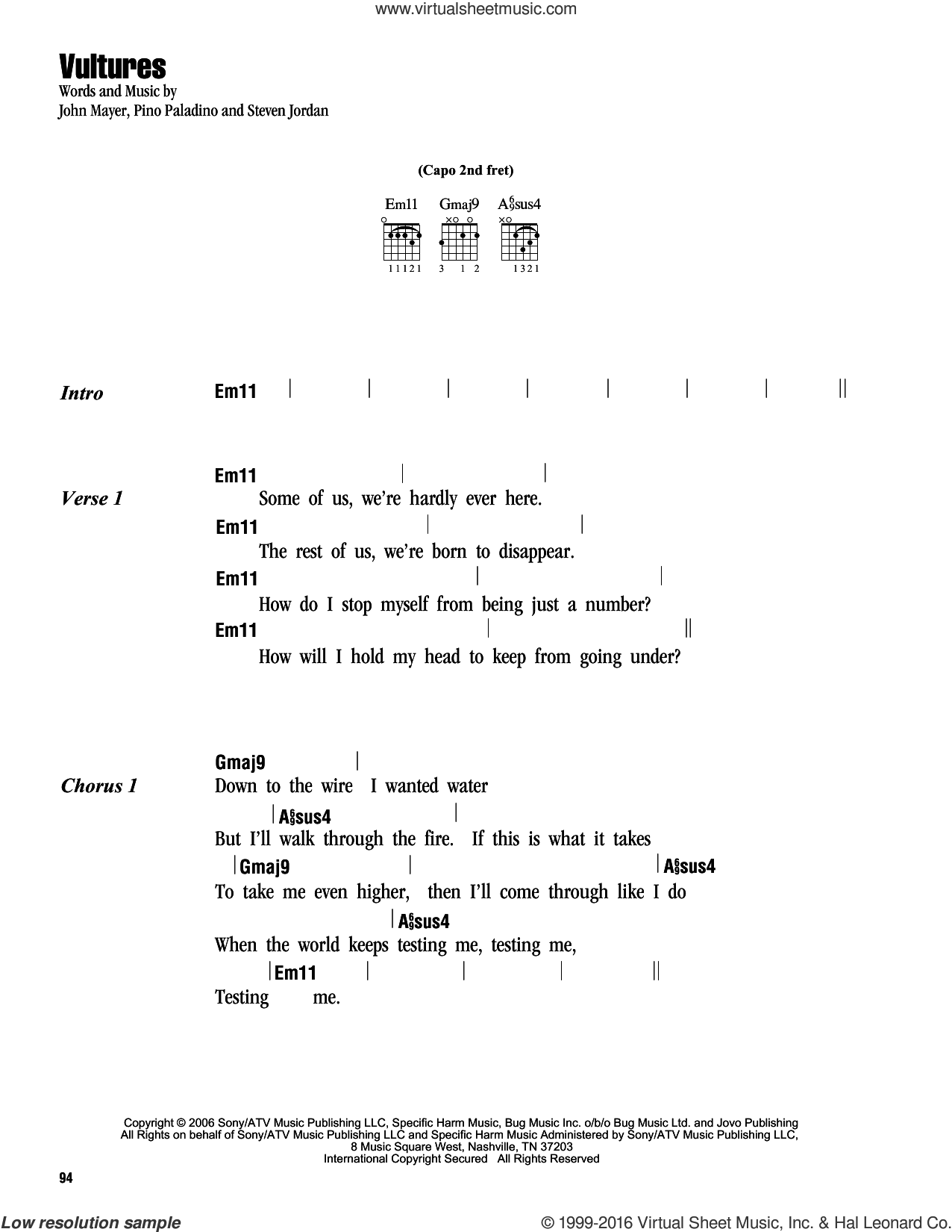 Vultures sheet music for guitar (chords) (PDF) v2