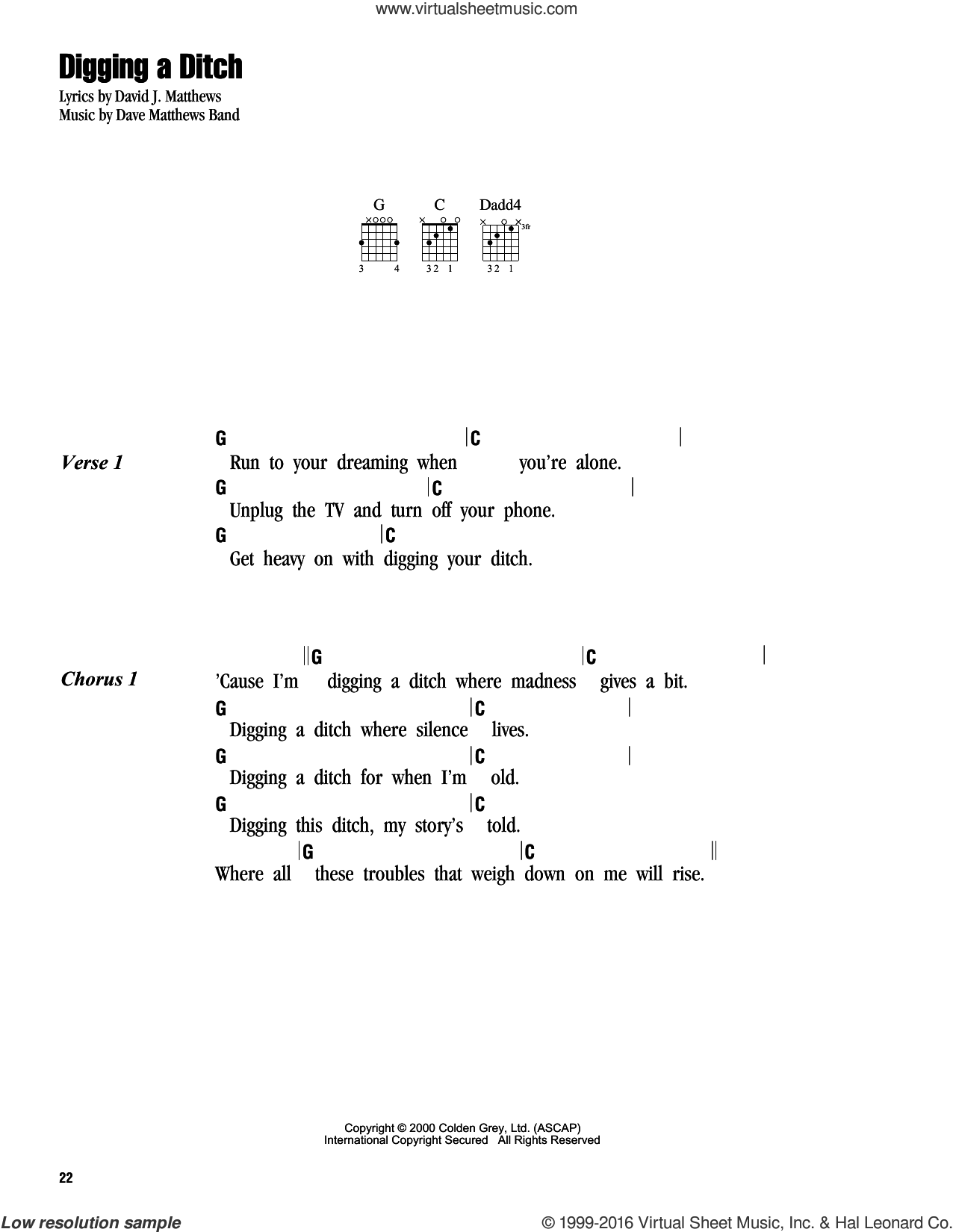 Digging A Ditch sheet music for guitar (chords) (PDF)