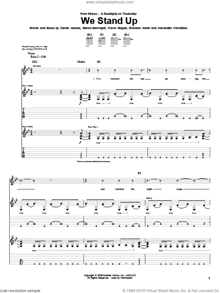 We Stand Up sheet music for guitar (tablature) (PDF)