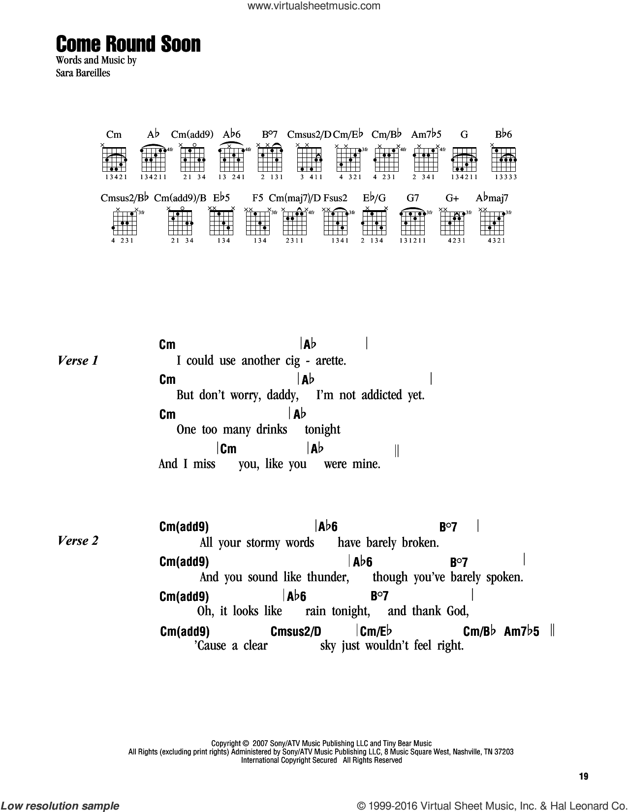 Come Round Soon sheet music for guitar (chords) (PDF)