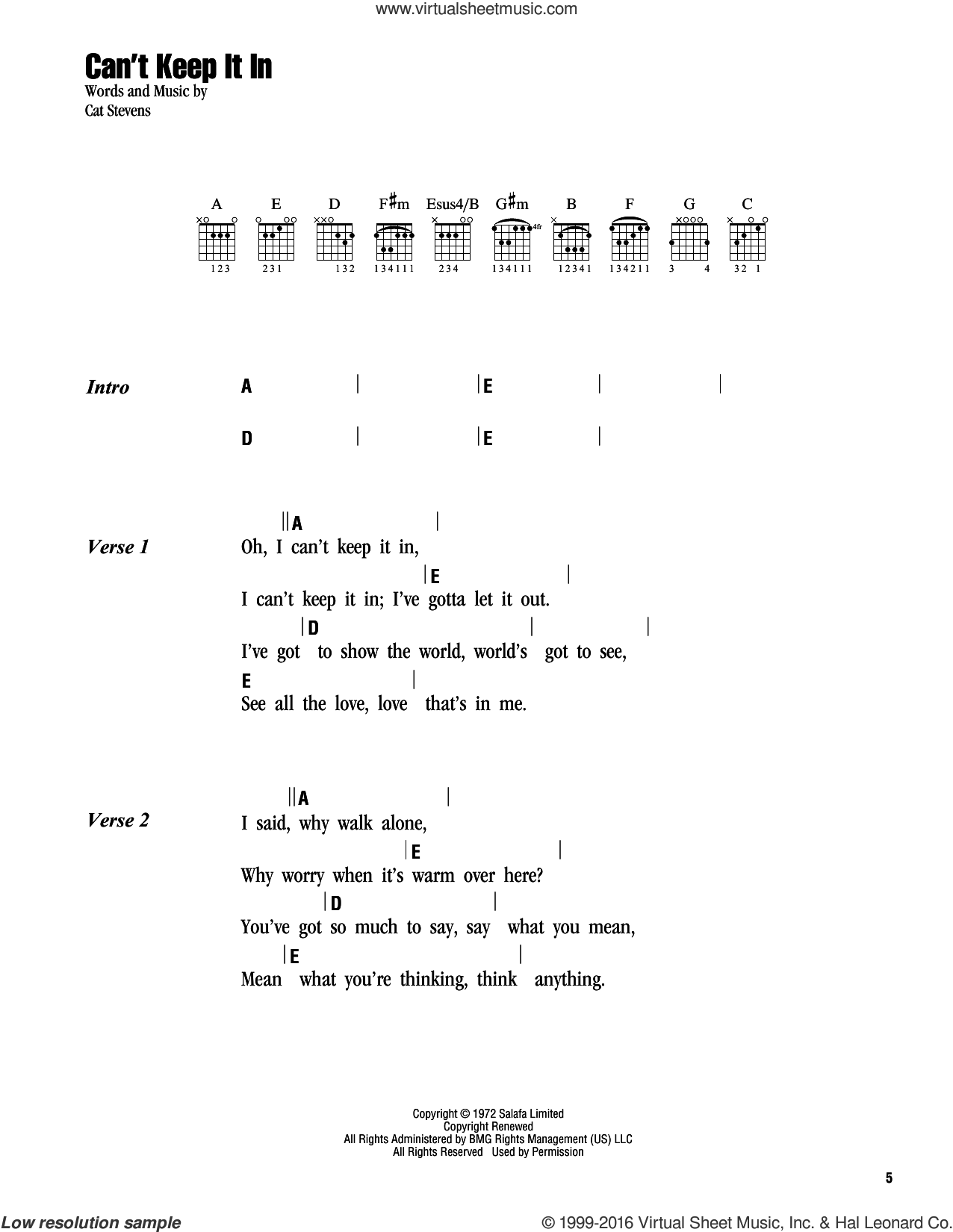 Can't Keep It In sheet music for guitar (chords) v2