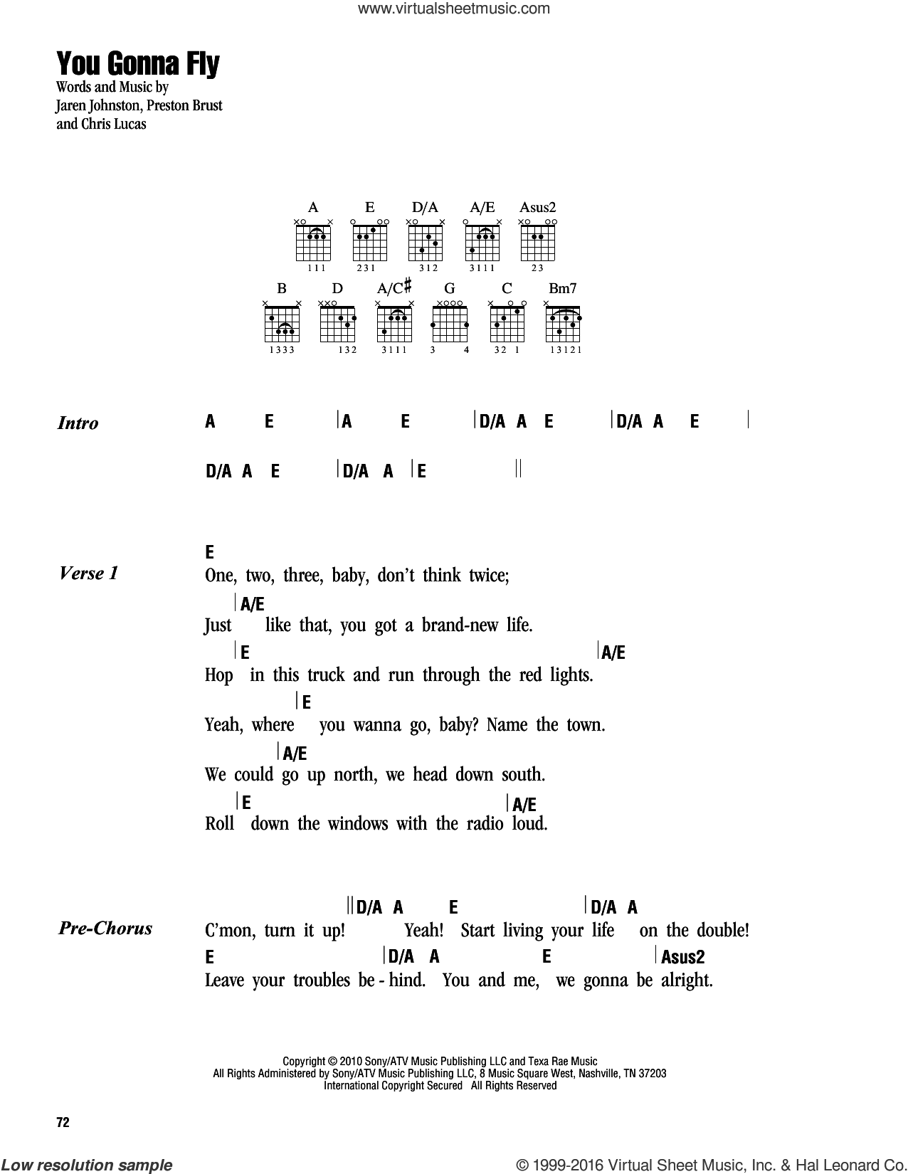 You Gonna Fly sheet music for guitar (chords) (PDF)