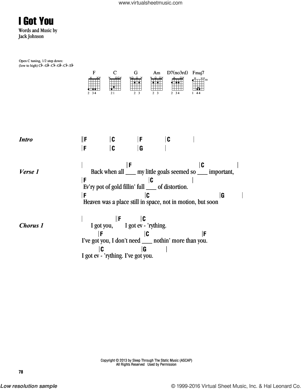 Johnson I Got You Sheet Music For Guitar Chords V2