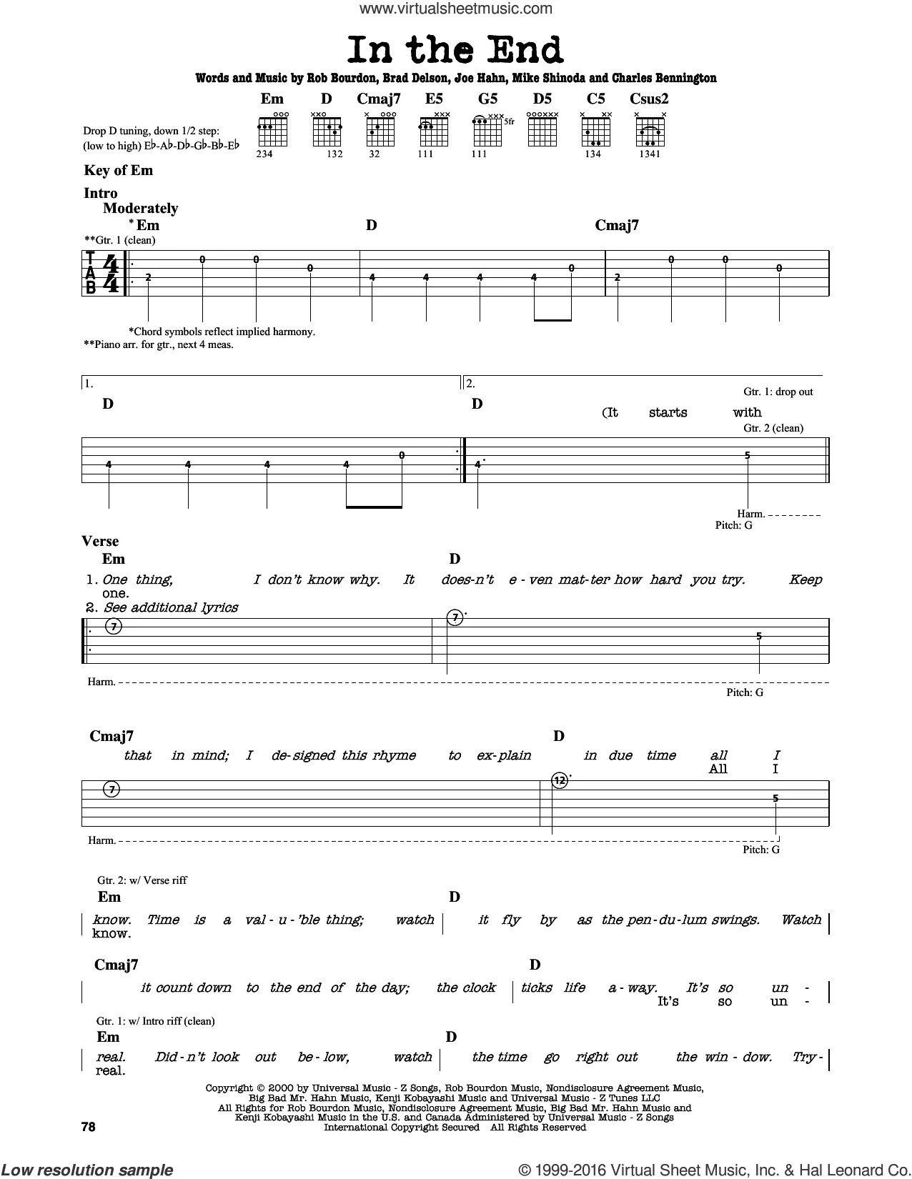 Linkin Park Sheet Music to download and print