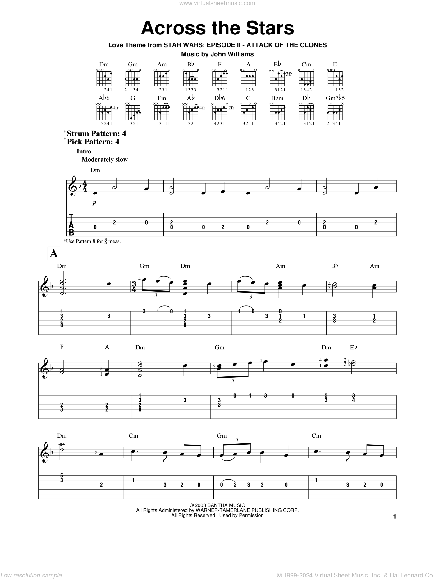 Across The Stars (from Star Wars Attack of the Clones) sheet music