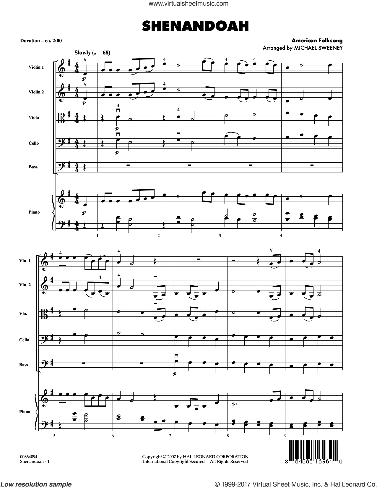 Shenandoah sheet music (complete collection) for orchestra (PDF)
