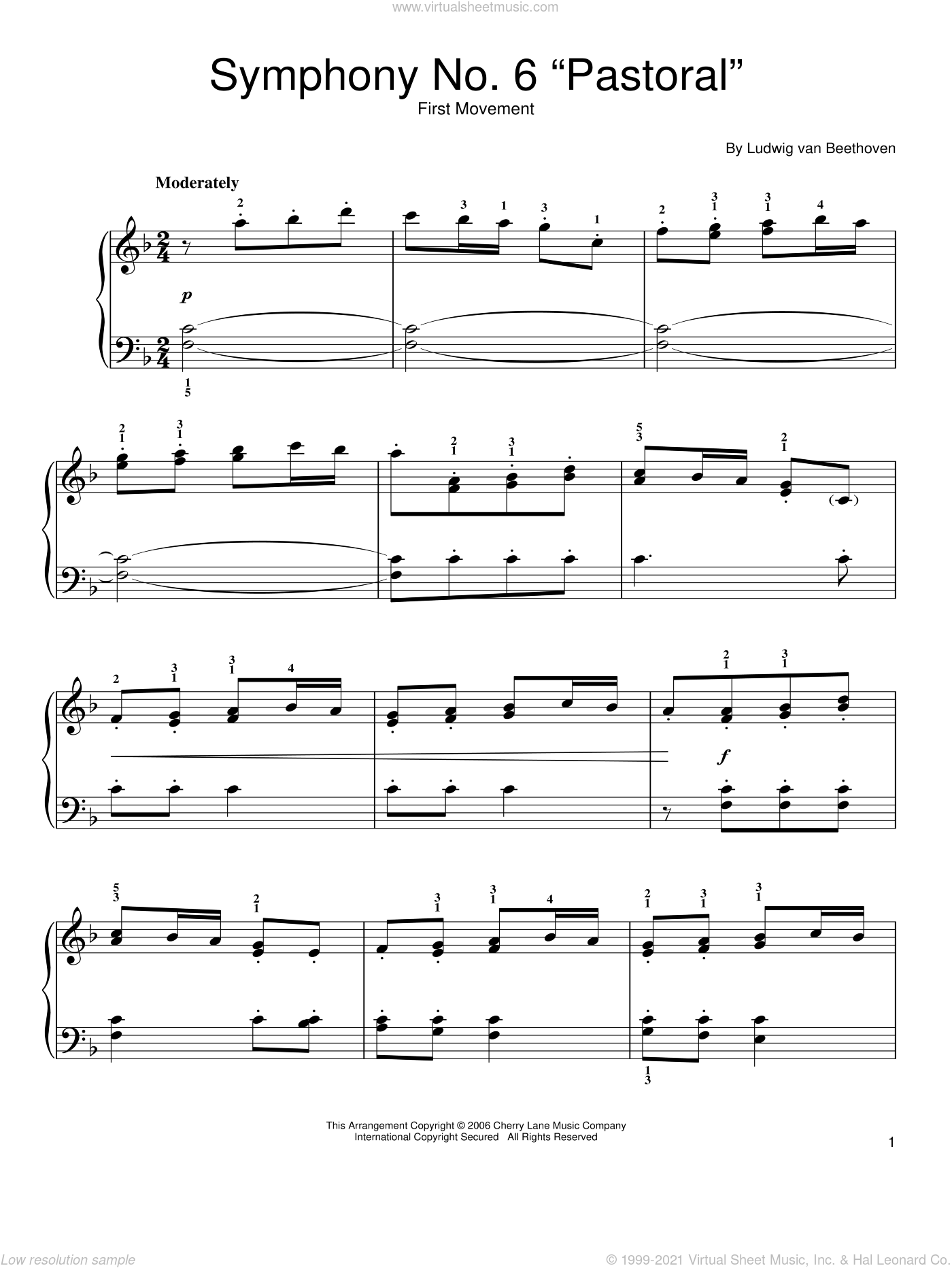 Partitions Piano Symphonie n 6 en fa majeur 3e mouvement Solo