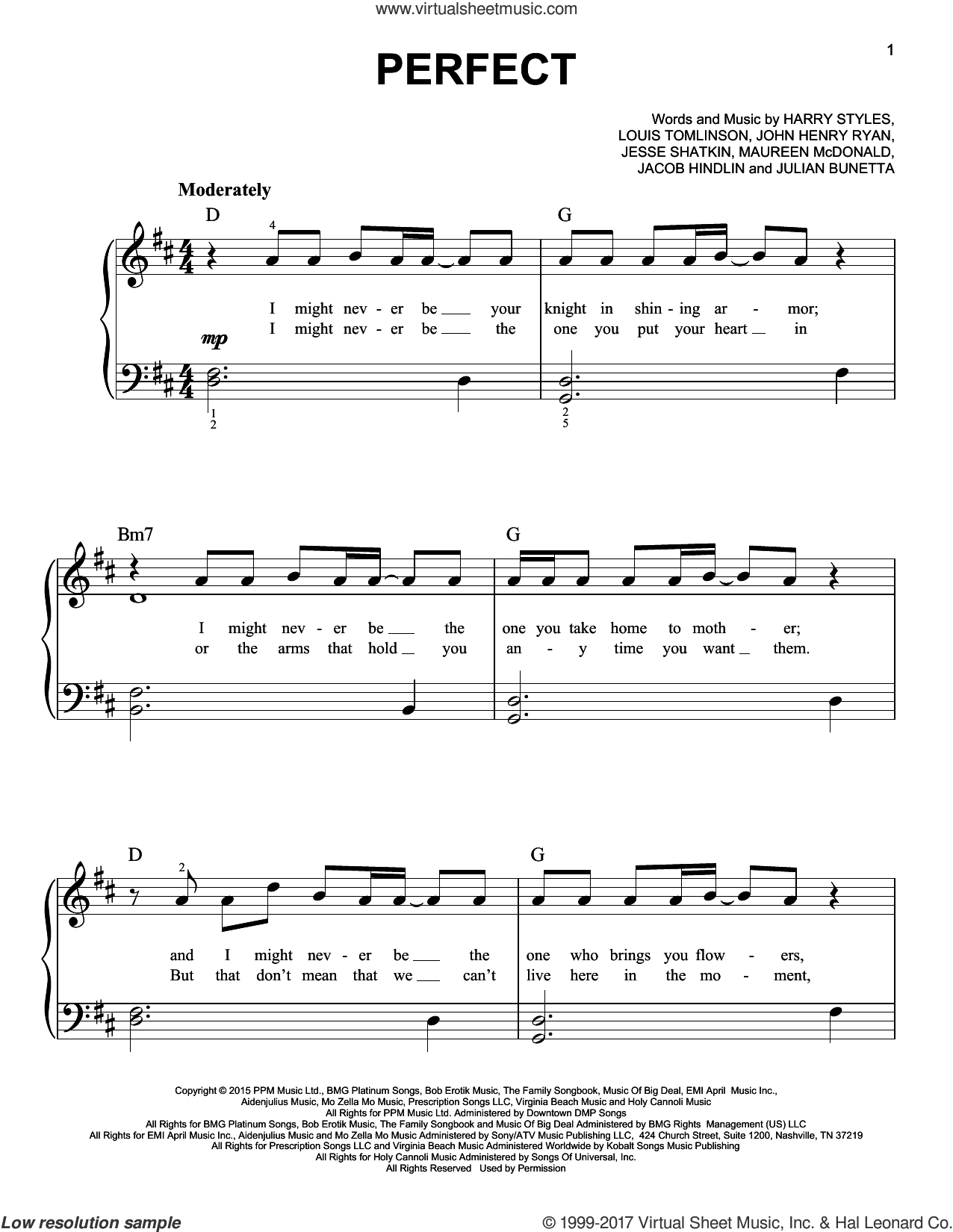 Direction Perfect Sheet Music For Piano Solo Pdf Interactive