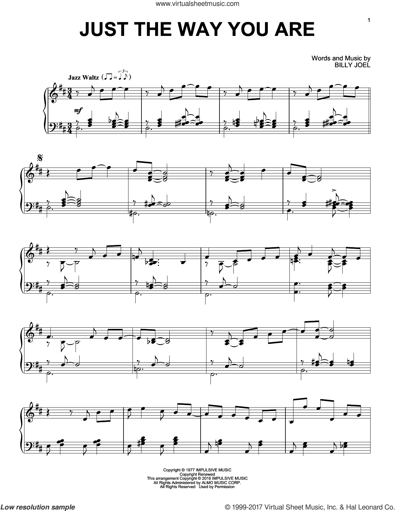 Joel - Just The Way You Are [Jazz version] sheet music for piano solo v2