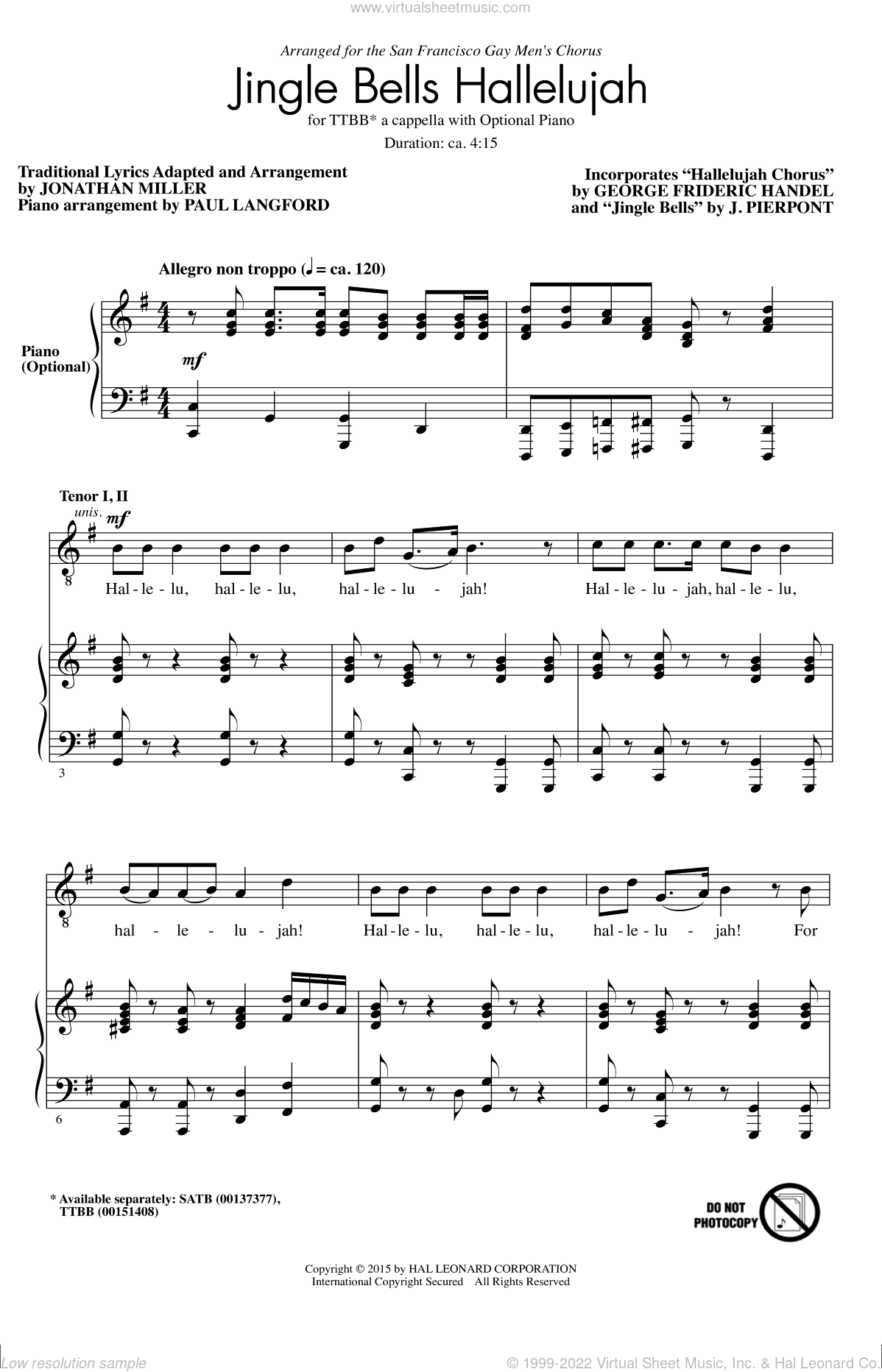 Handel Hallelujah Chorus Sheet Music For Choir Ttbb Tenor Bass - roblox piano sheets hallelujah