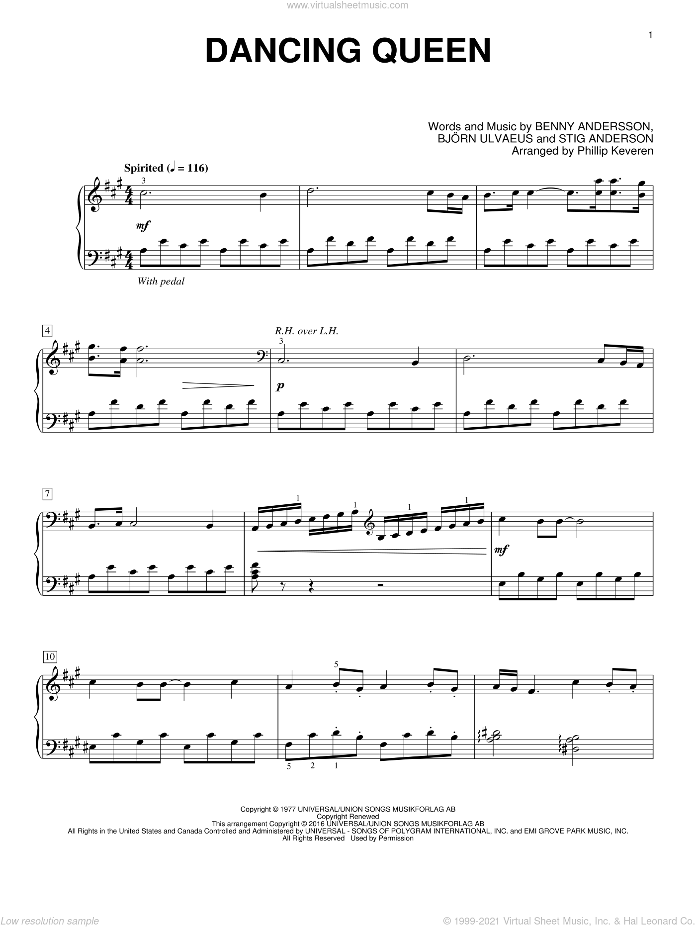 Andersson Dancing Queen Sheet Music For Piano Solo Pdf