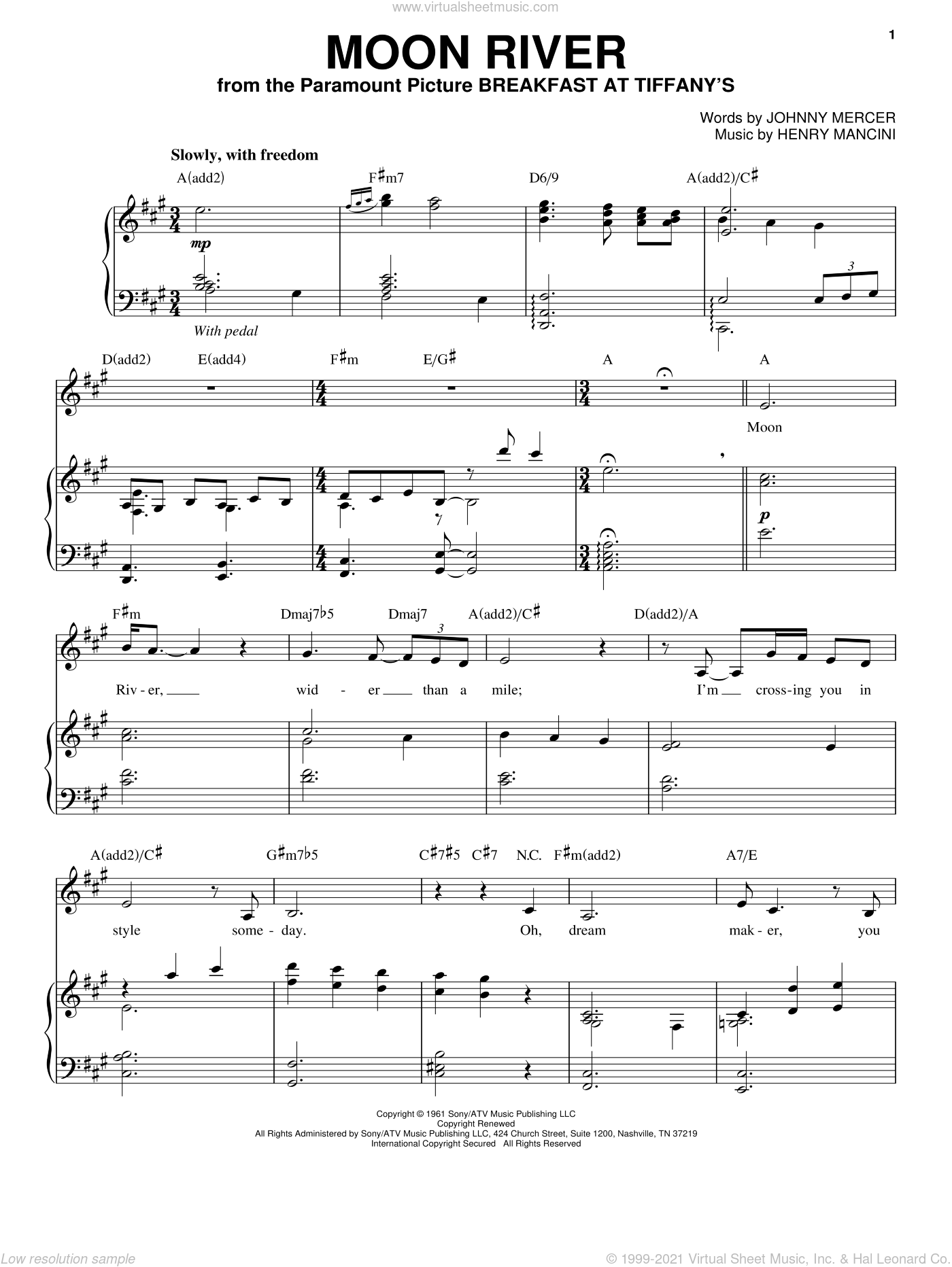 Bocelli - Moon River sheet music for voice and piano [PDF]