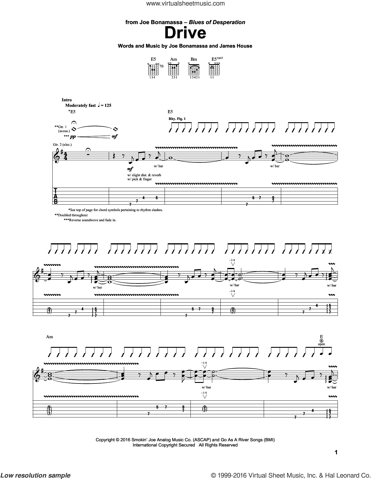 Drive sheet music for guitar (tablature) (PDF)