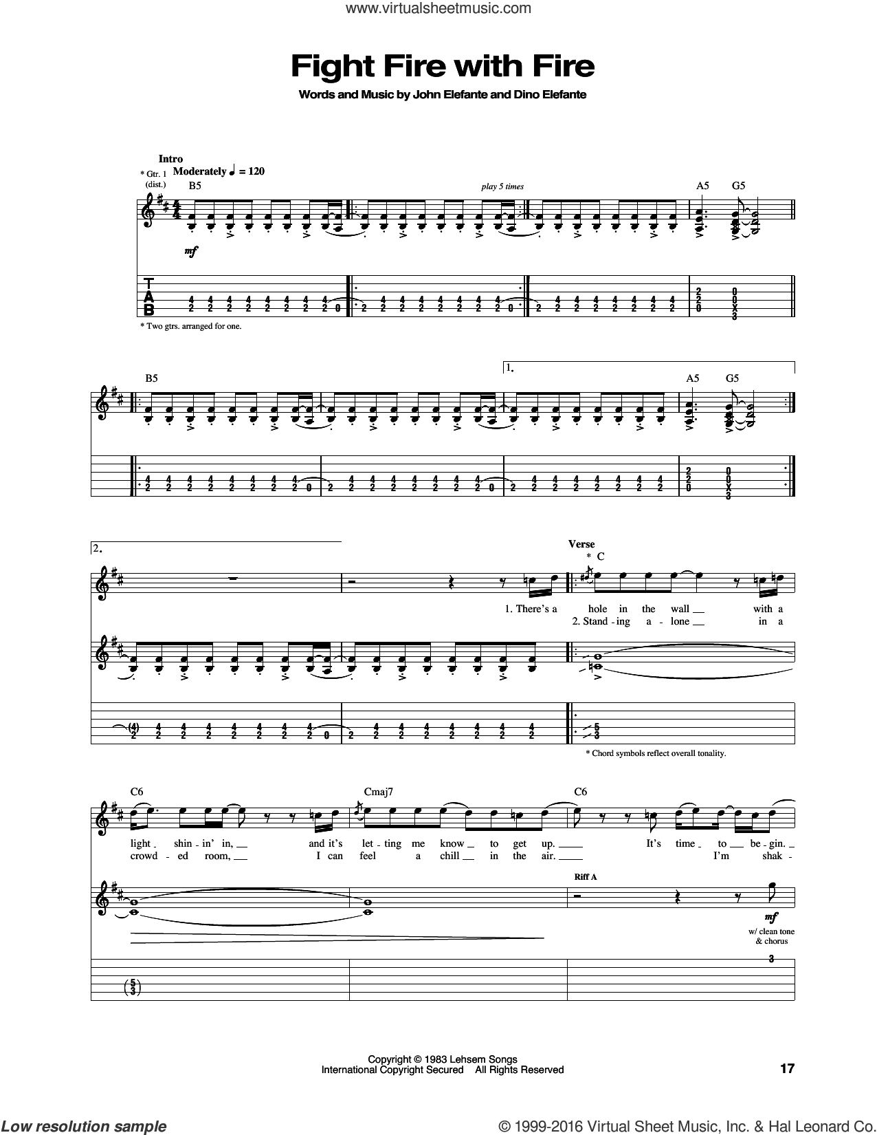 Kansas Fight Fire With Fire Sheet Music For Guitar Tablature