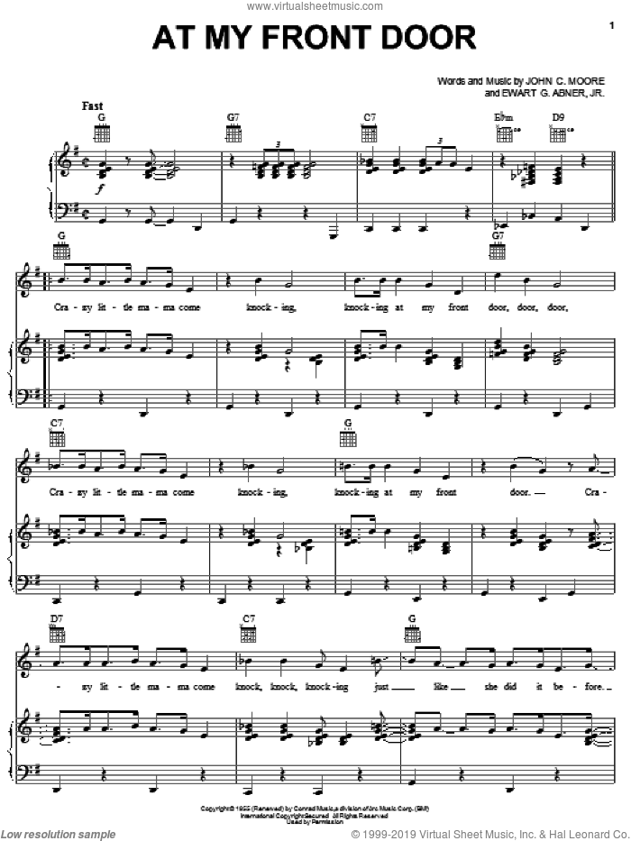 At My Front Door Sheet Music For Voice, Piano Or Guitar (pdf)