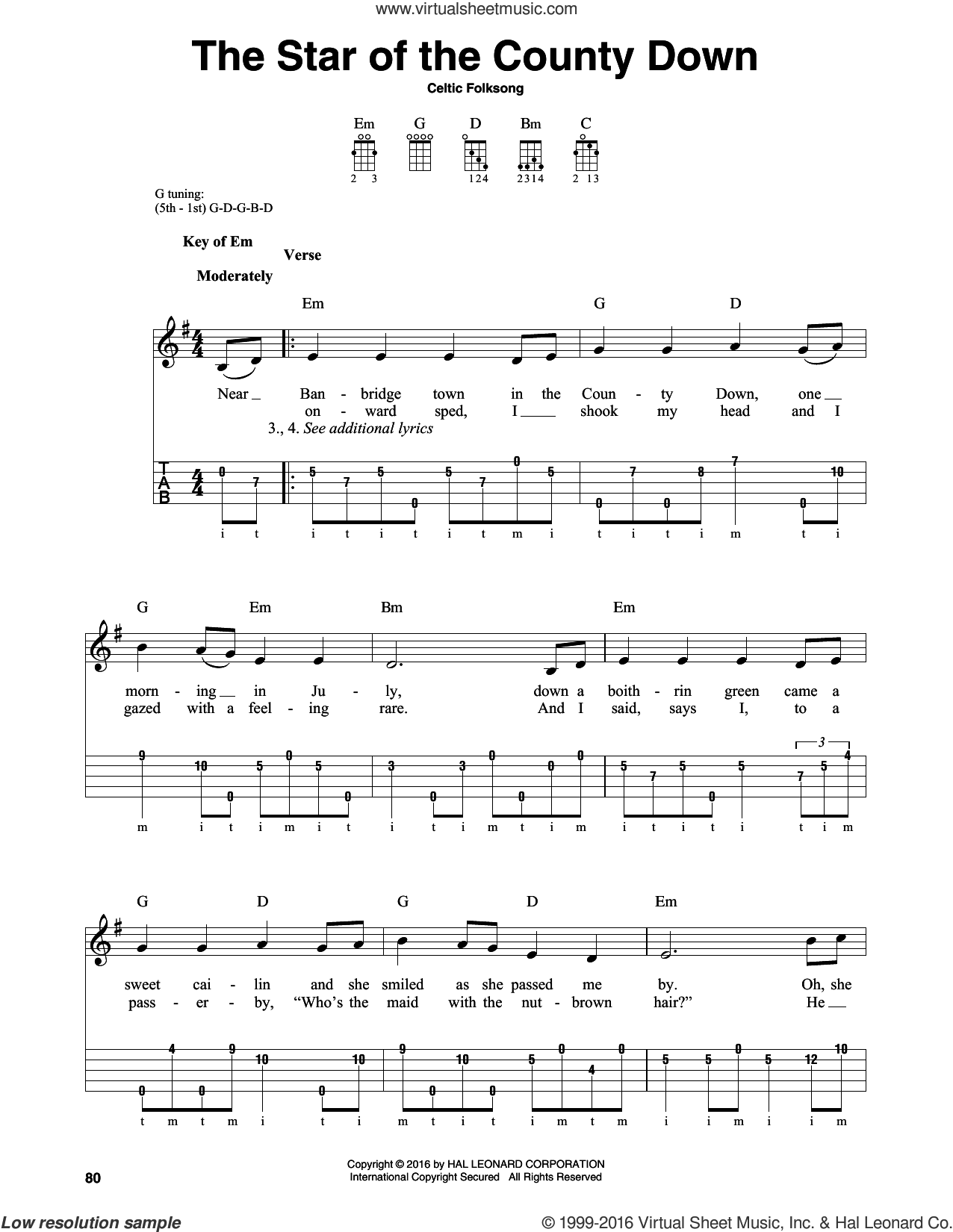 The Star Of The County Down sheet music for banjo solo (PDF)