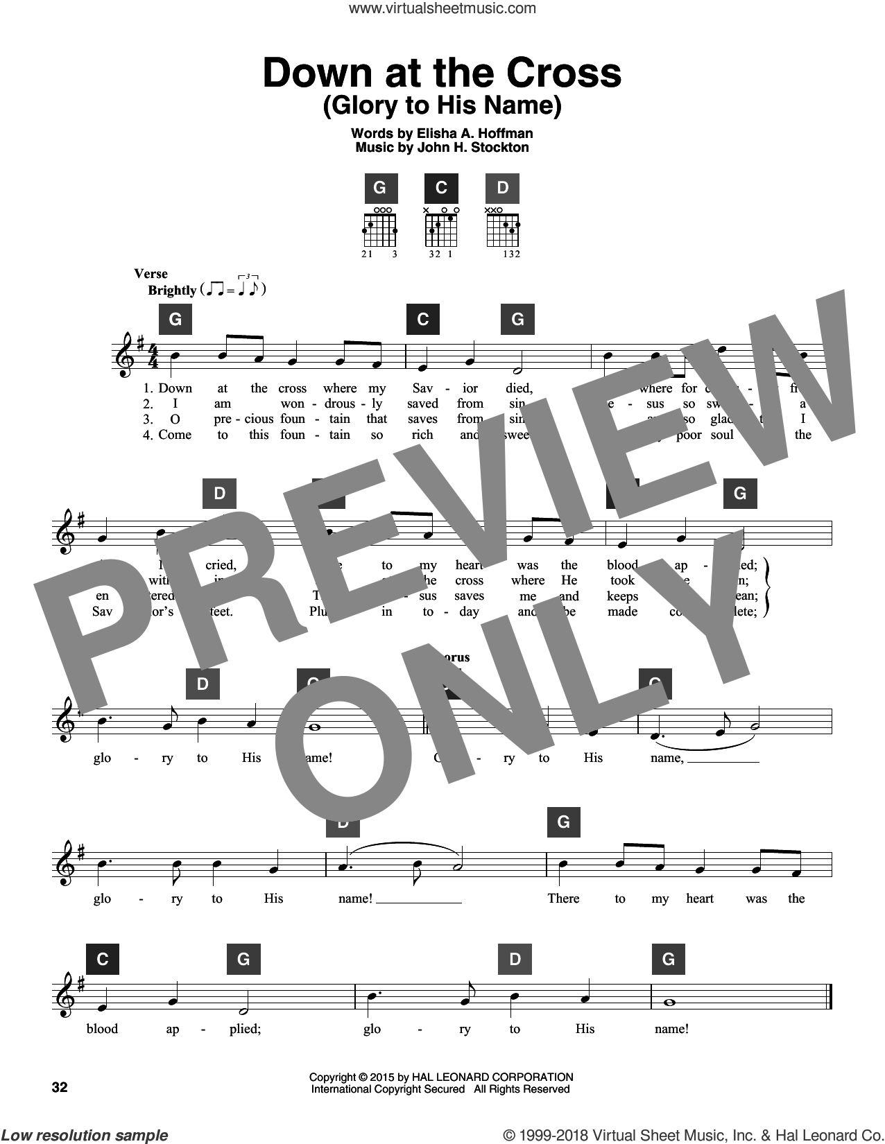Down At The Cross (Glory To His Name) sheet music for guitar solo