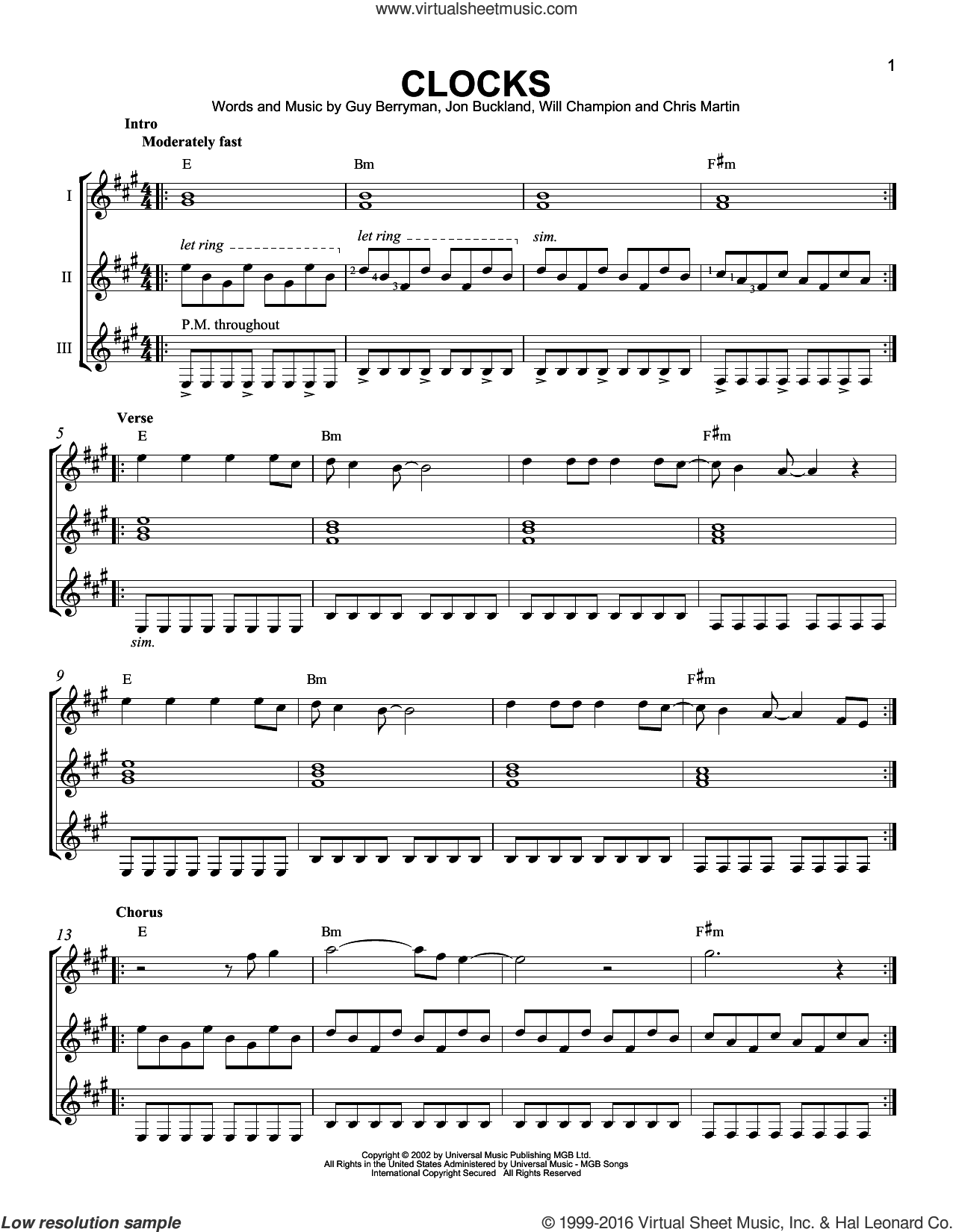 Coldplay Clocks Piano Sheet Music For Beginners