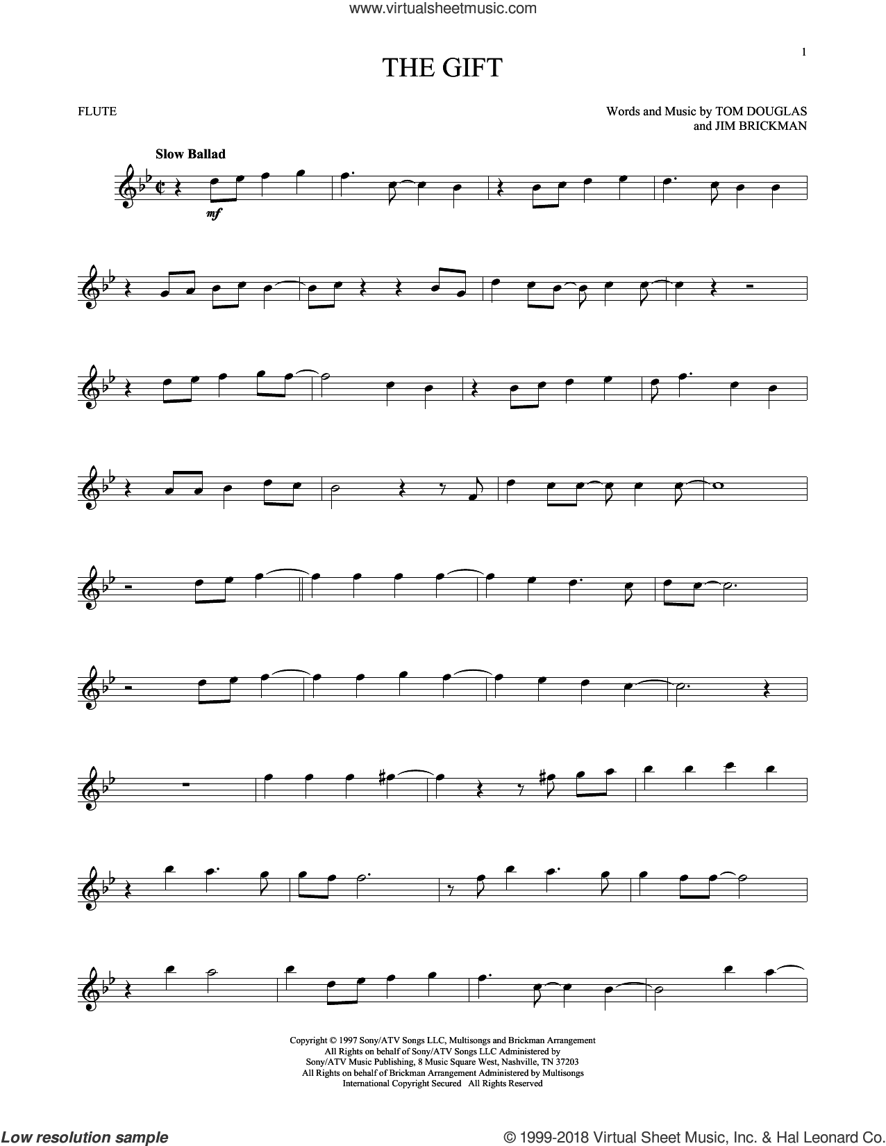 Jim Brickman Simple Gifts Sheet Music (Flute, Violin, Oboe or Recorder)  in C Major (transposable) - Download & Print - SKU: MN0079575