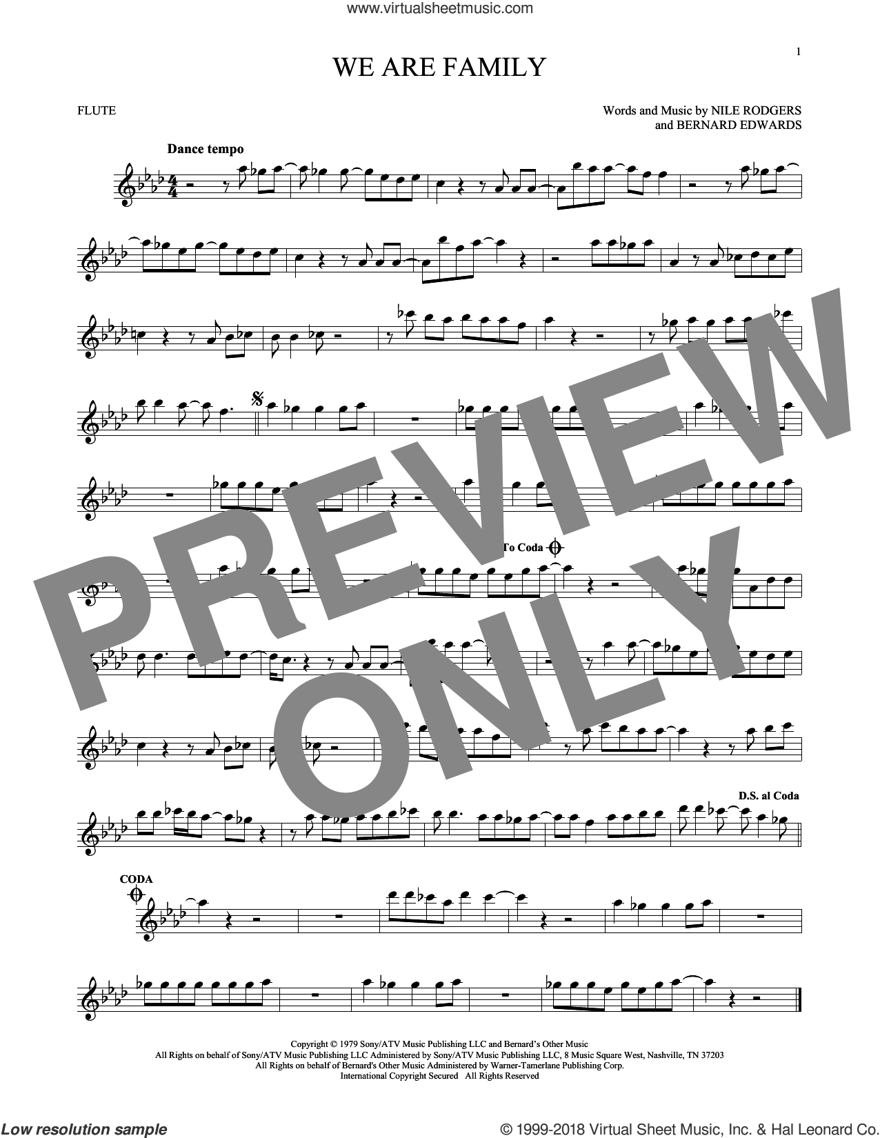 We Are Family: Flute: Flute Part - Digital Sheet Music Download