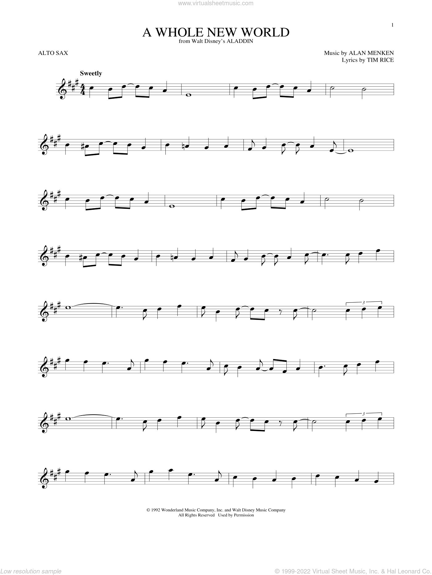 flute whole sheet viola alto cello solo aladdin saxophone trombone sax intermediate alan rice menken disney tim score easy piano