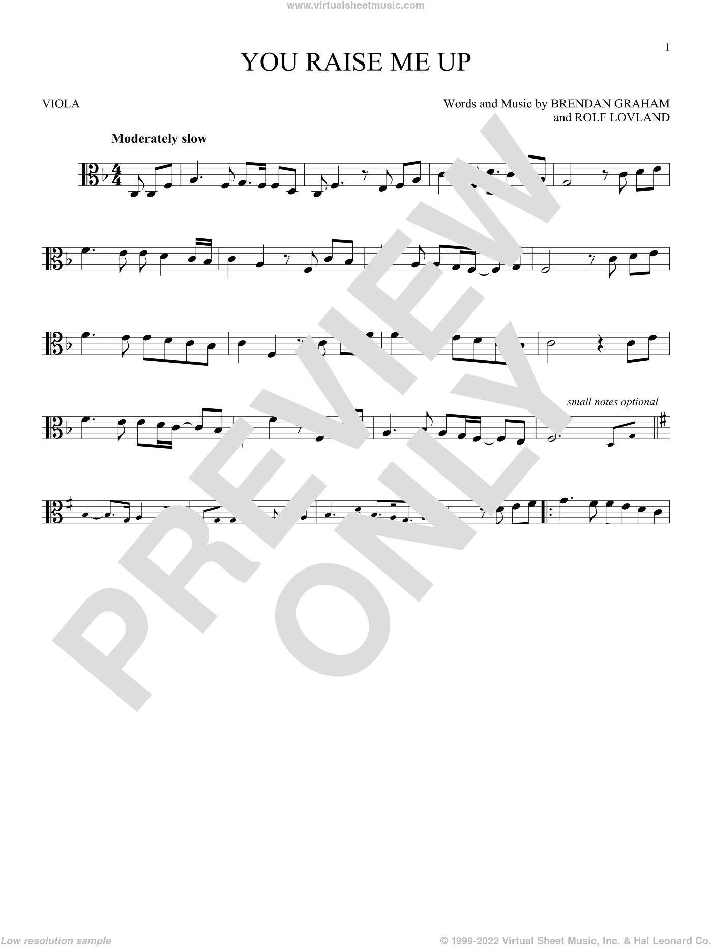 Graham You Raise Me Up Sheet Music For Viola Solo Pdf