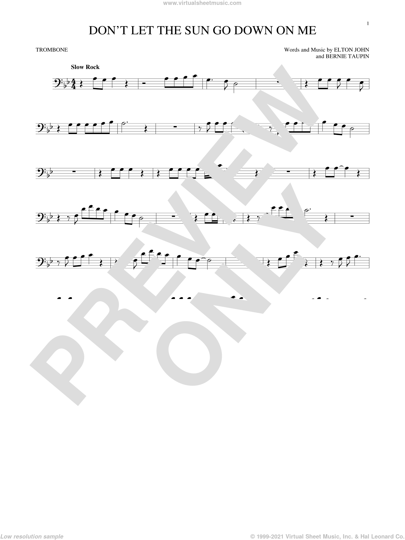 Michael Don T Let The Sun Go Down On Me Sheet Music For Trombone Solo
