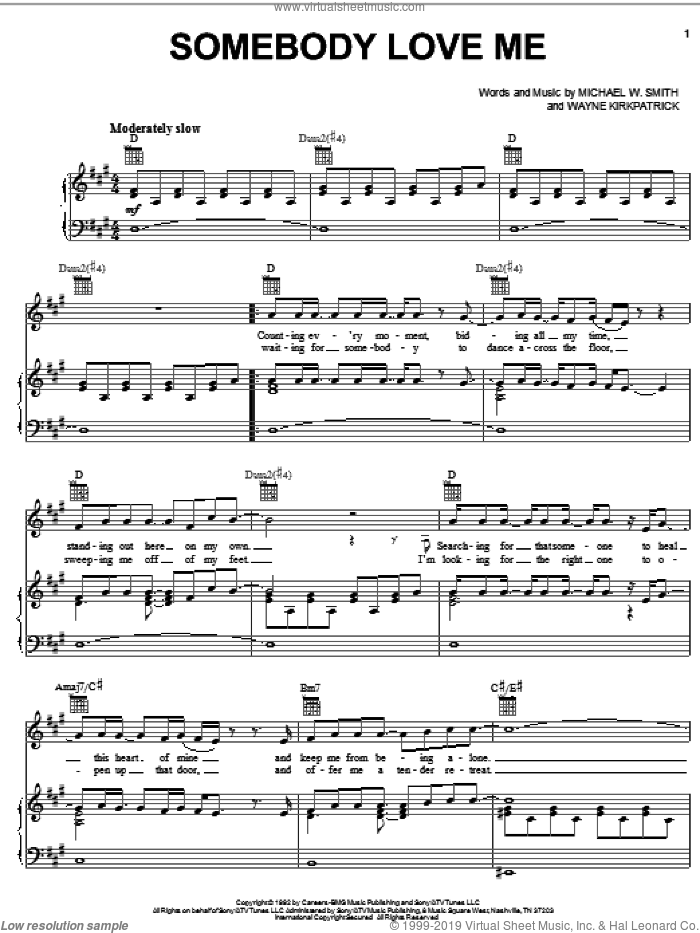 Somebody Love Me Sheet Music For Voice Piano Or Guitar Pdf 1007