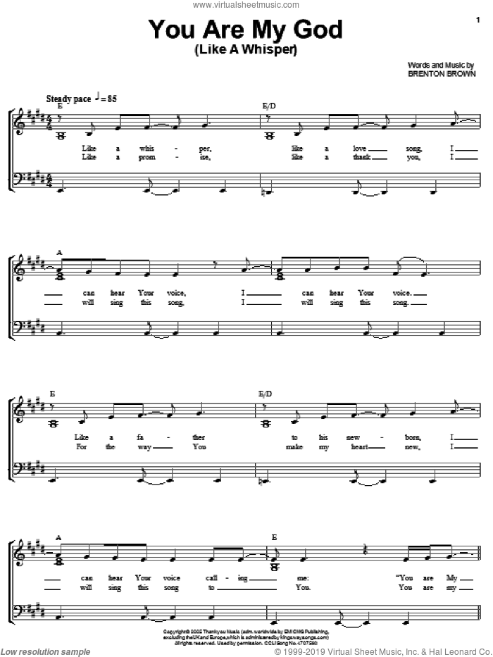 You Are My God sheet music for voice, piano or guitar (PDF)