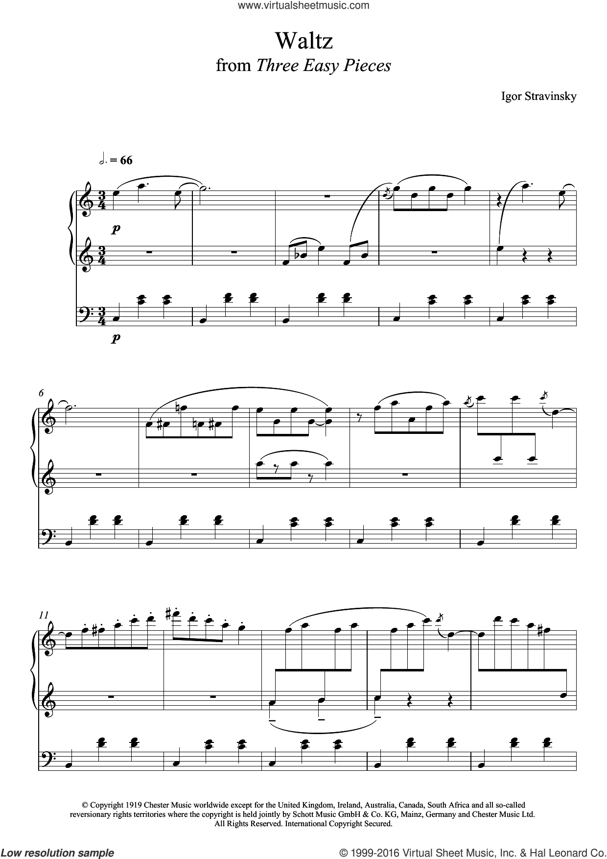 Three Easy Pieces - Waltz sheet music for piano solo (PDF)