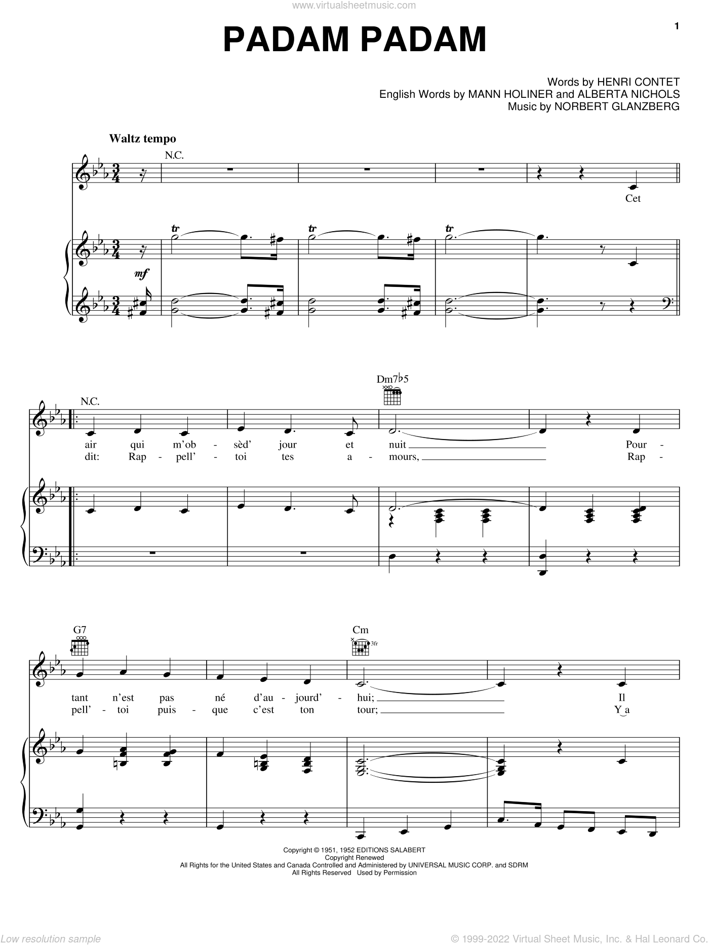 Piaf Padam Padam Sheet Music For Voice Piano Or Guitar Pdf