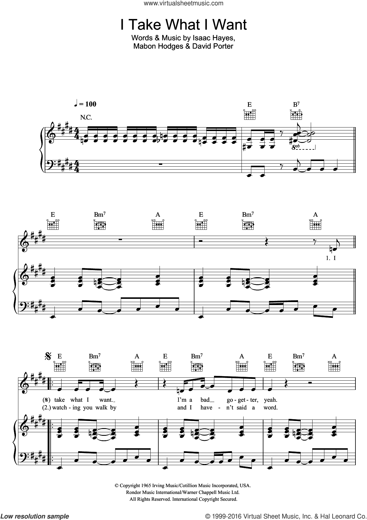 I Take What I Want sheet music for voice, piano or guitar (PDF)