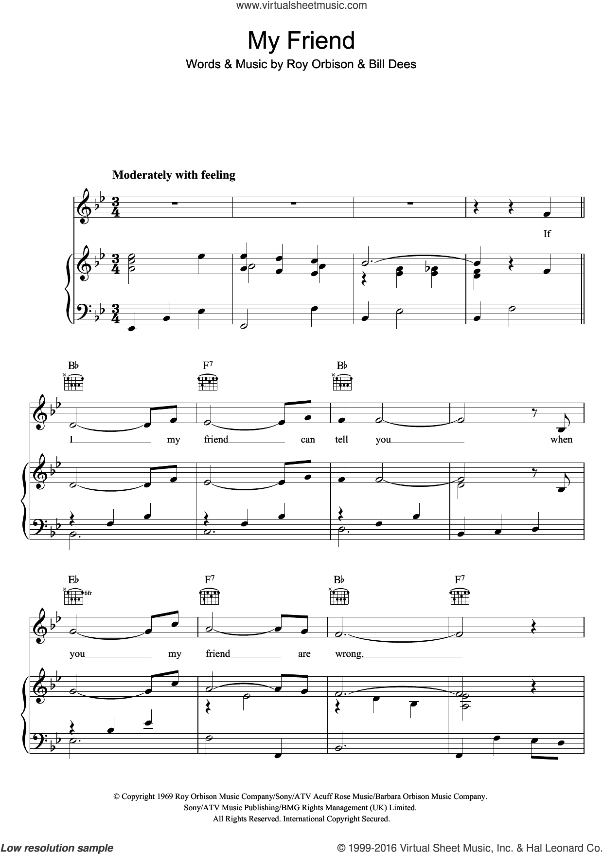 Roy Orbison: My Friend sheet music for voice, piano or guitar