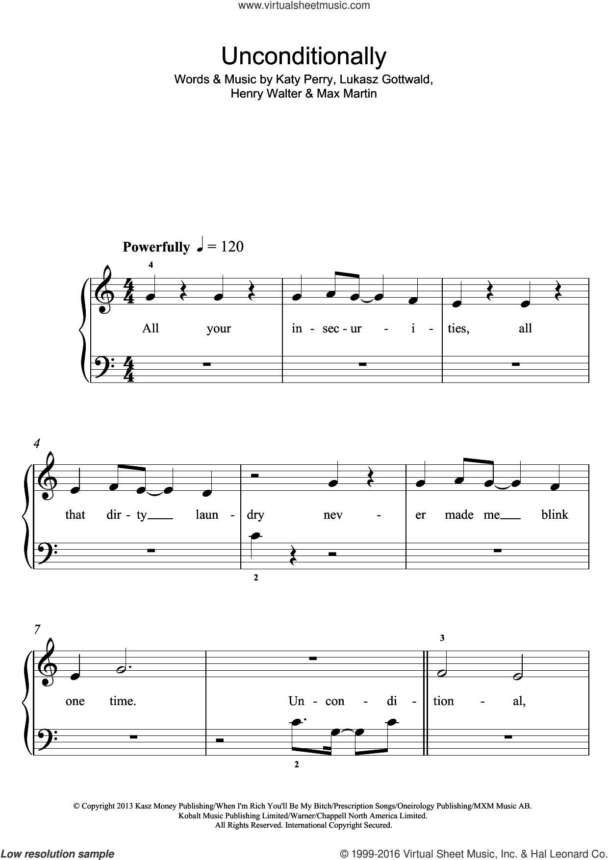unconditionally katy perry sheet music