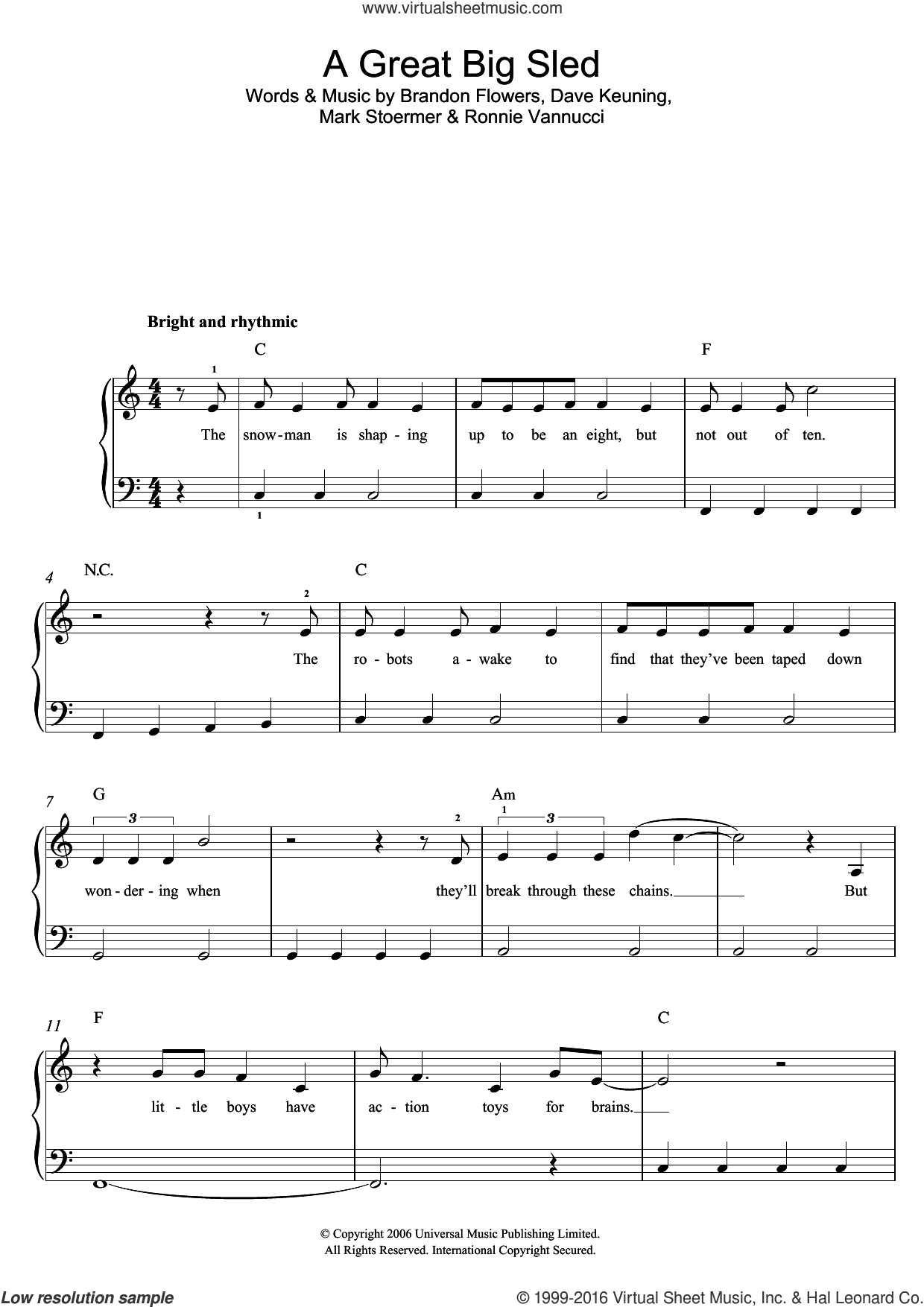 A Great Big Sled sheet music for piano solo (PDF-interactive)